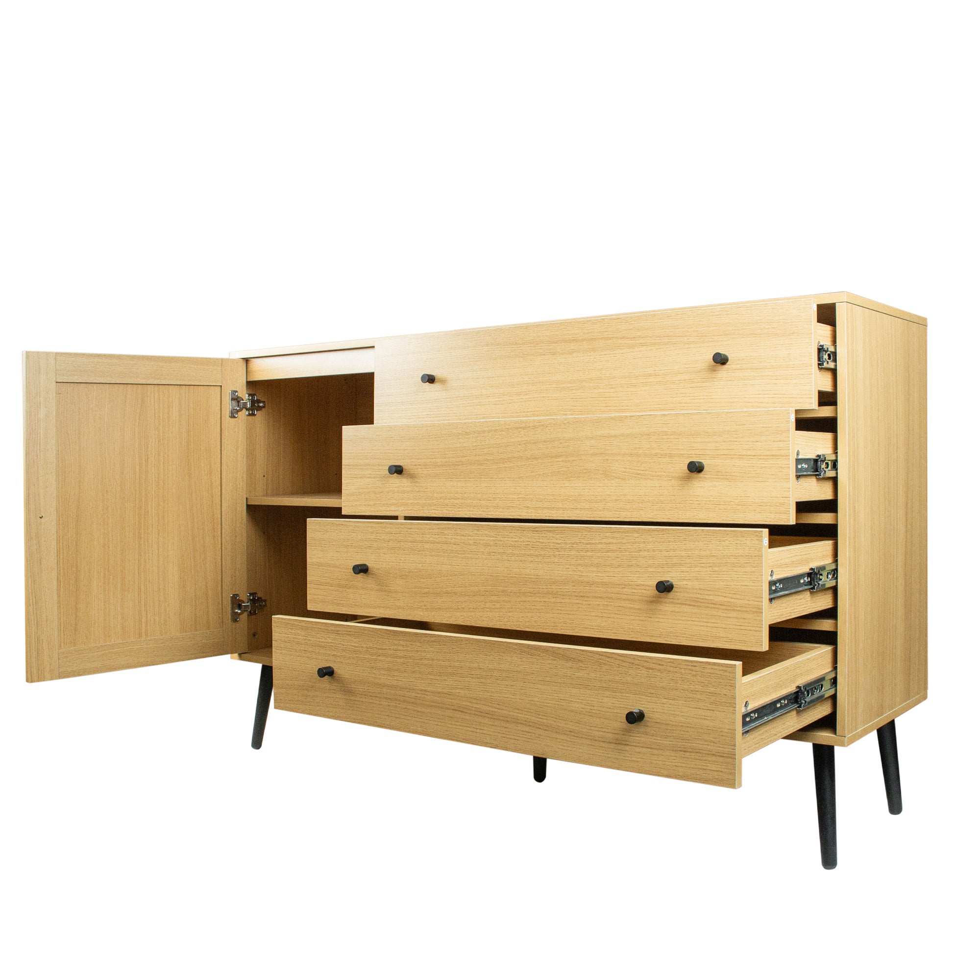 55-inch Wood Sideboard with 4 Long Drawers