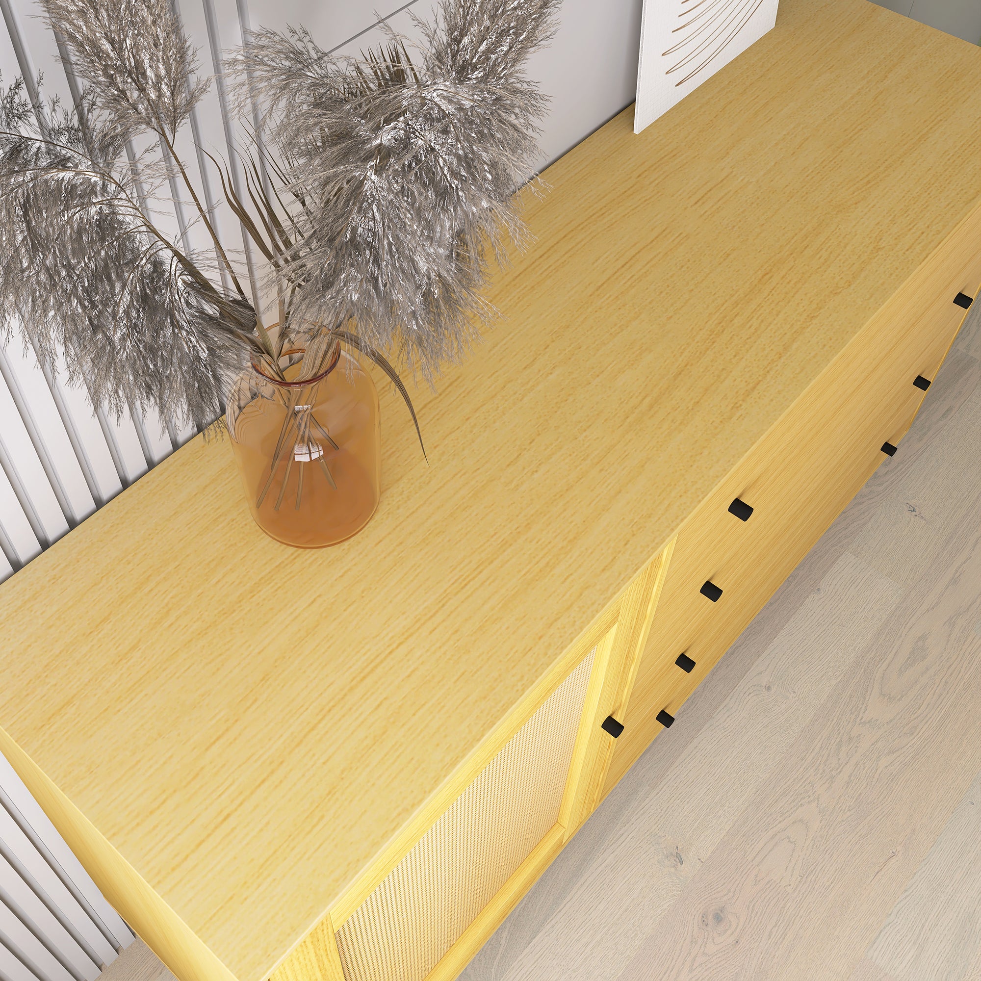 55-inch Wood Sideboard with 4 Long Drawers
