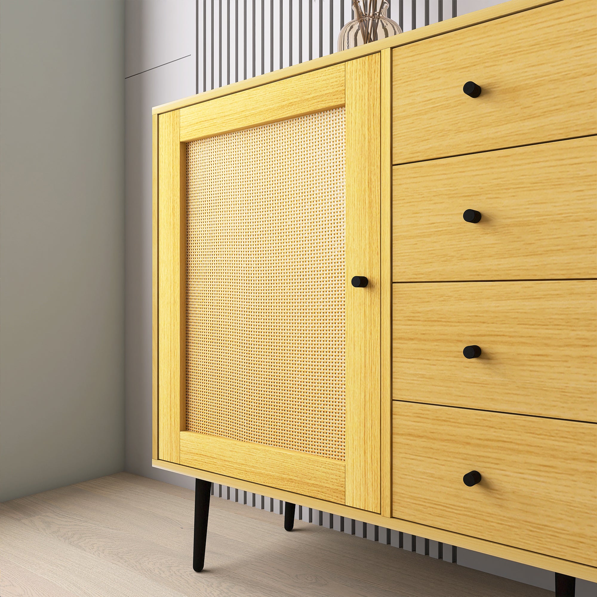 55-inch Wood Sideboard with 4 Long Drawers