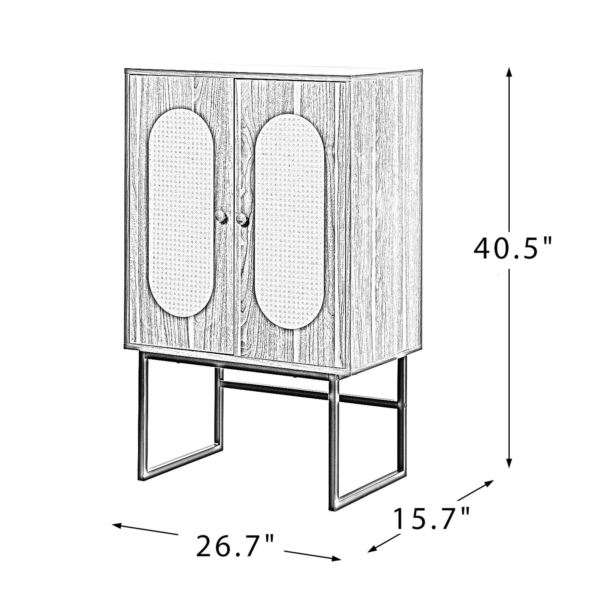 Wood Double Door Accent Cabinet with Interior Shelves