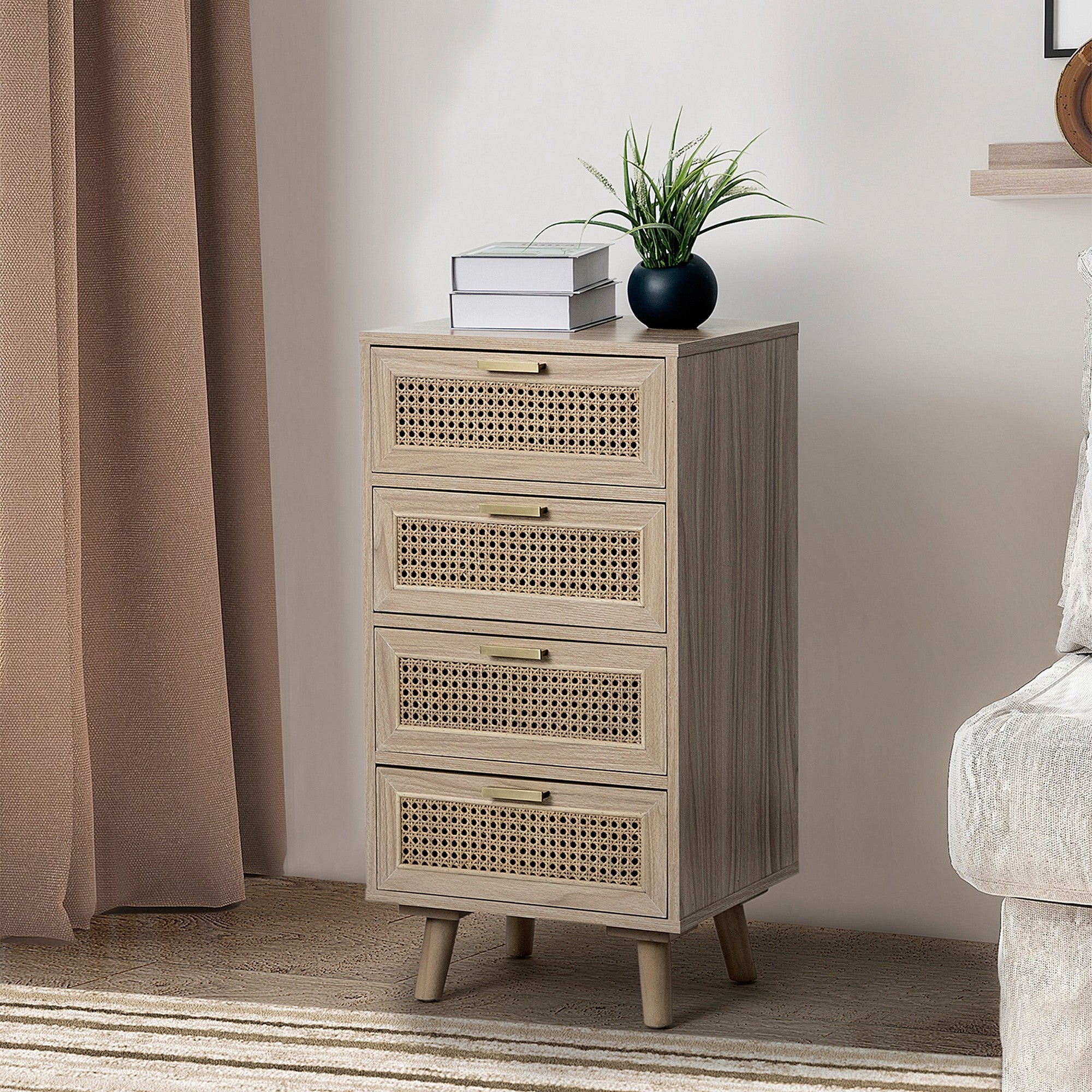 4 Drawers 16" W  Wood Chest in Natural
