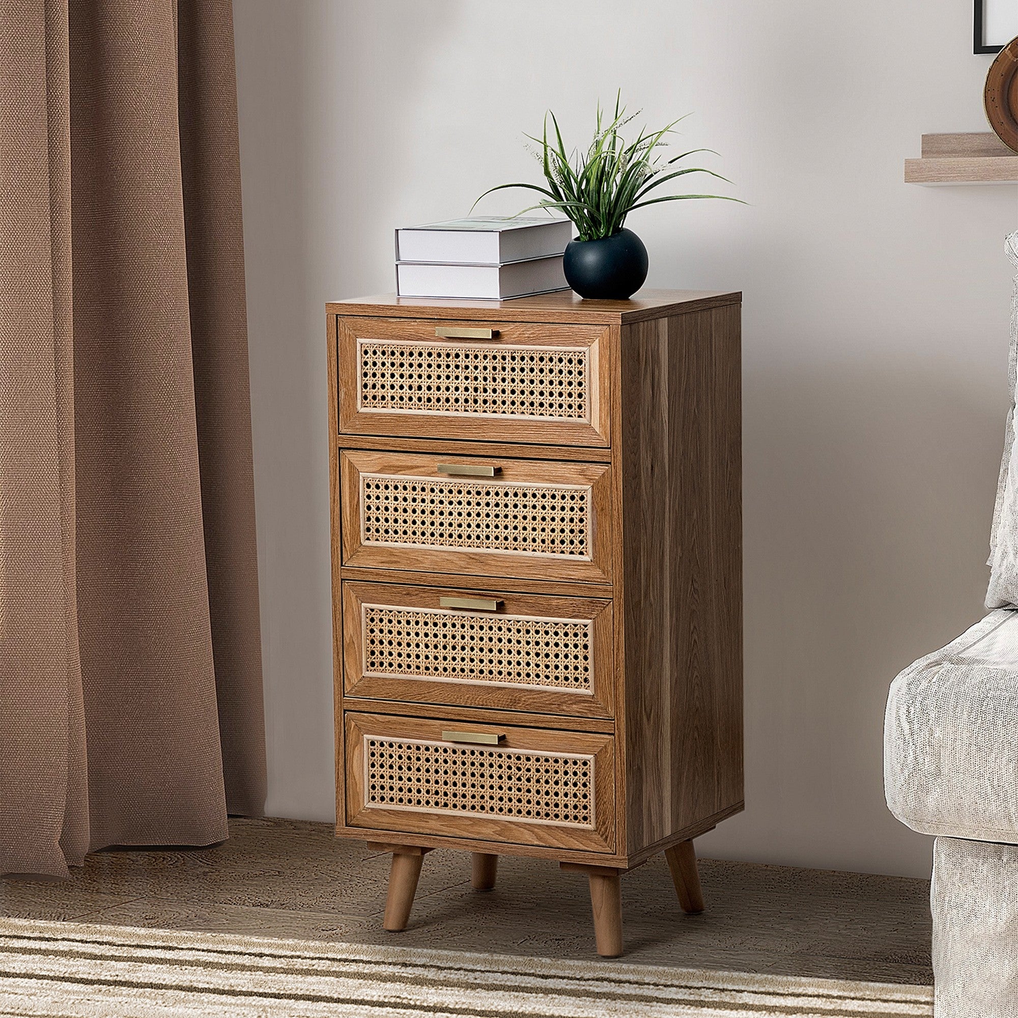 4 Drawers 16" W  Wood Chest in Natural