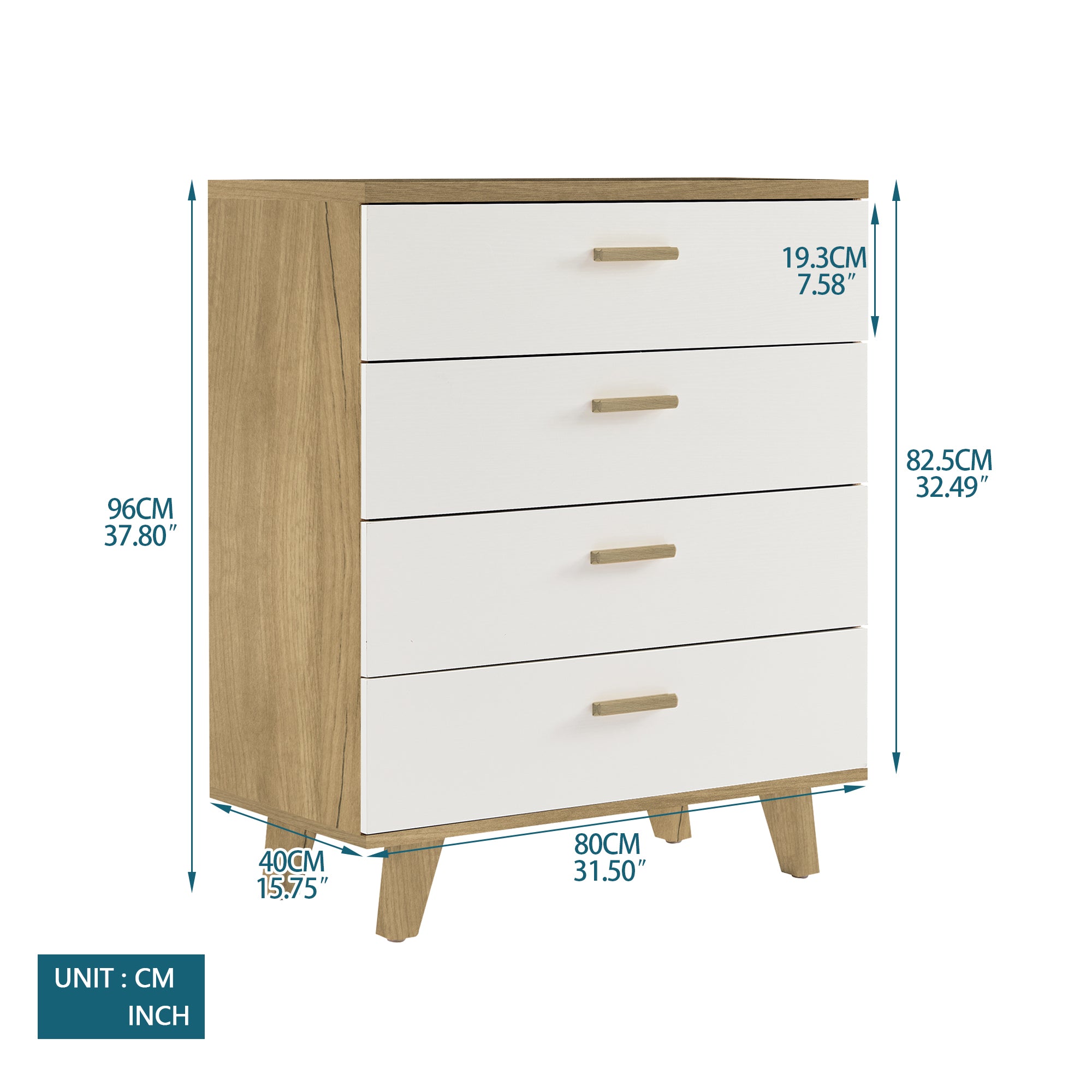 4-Drawer 32" W Wood Chest in Natural