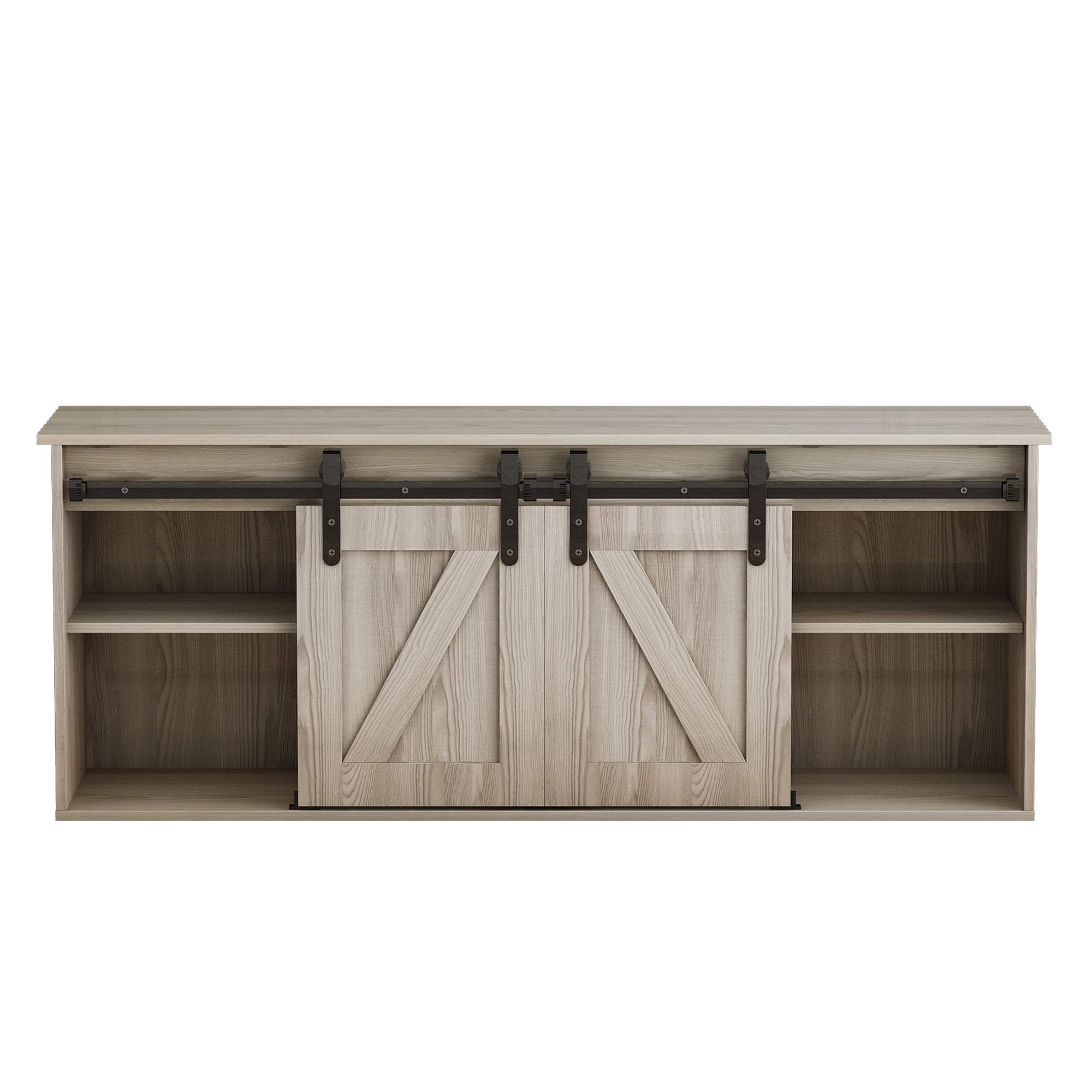 58-inch Freestanding Electric Fireplace with Sliding Barn Door