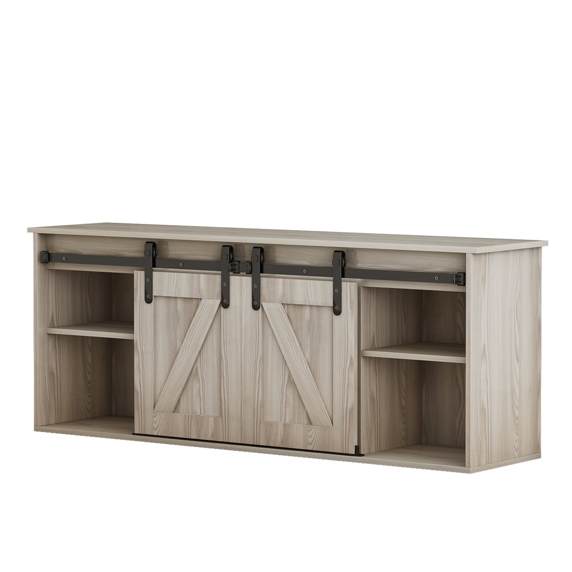 58-inch Freestanding Electric Fireplace with Sliding Barn Door