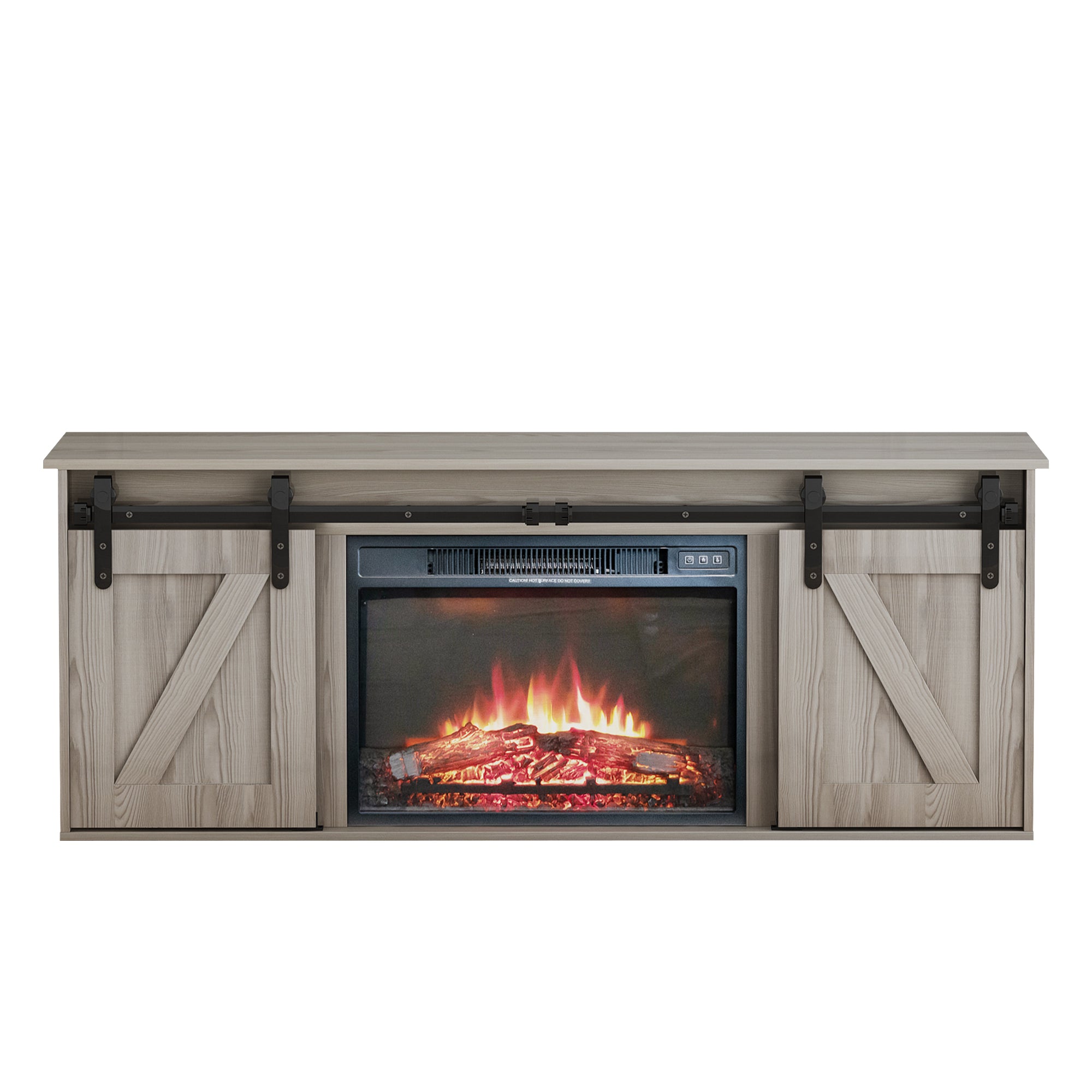 58-inch Freestanding Electric Fireplace with Sliding Barn Door