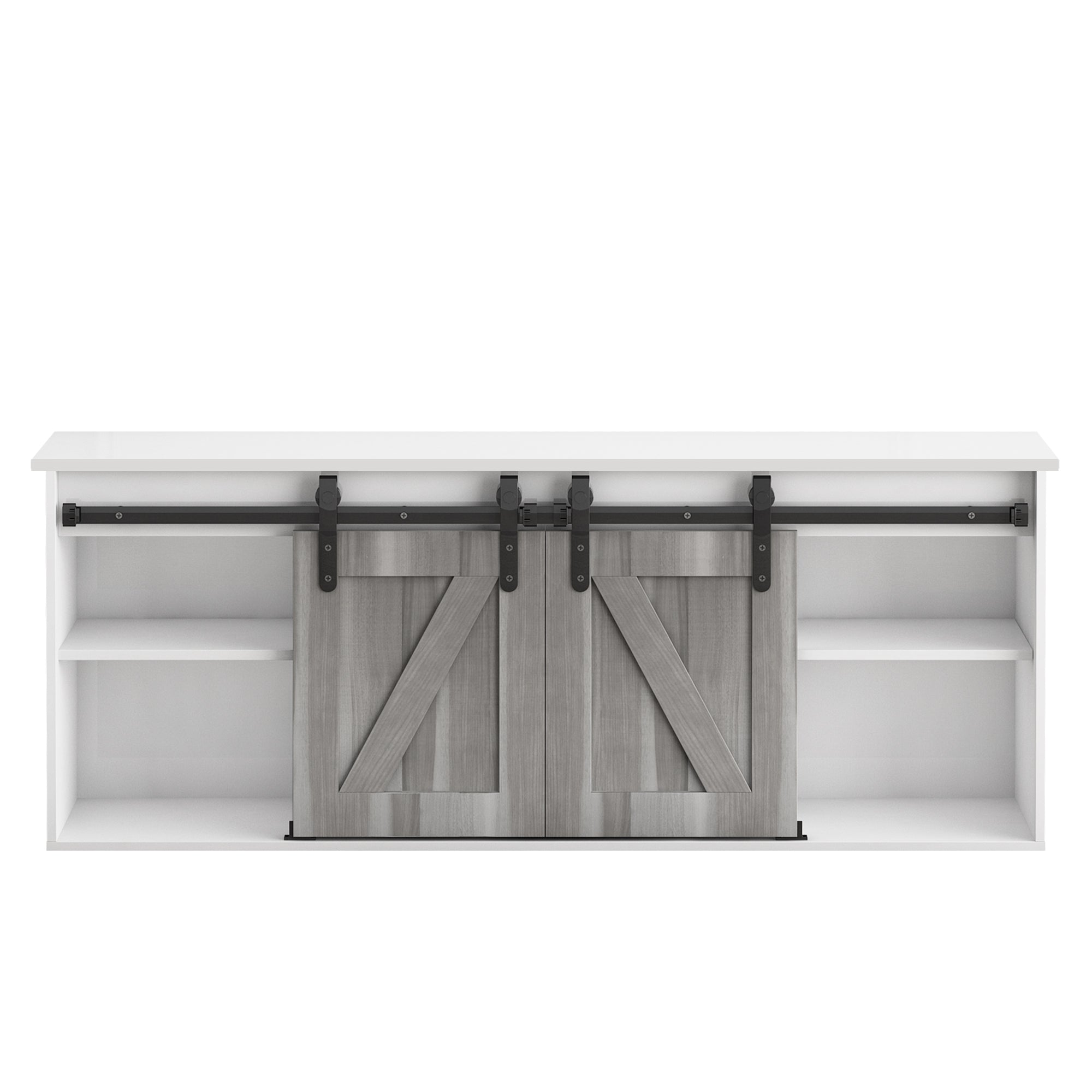 58-inch Freestanding Electric Fireplace with Sliding Barn Door