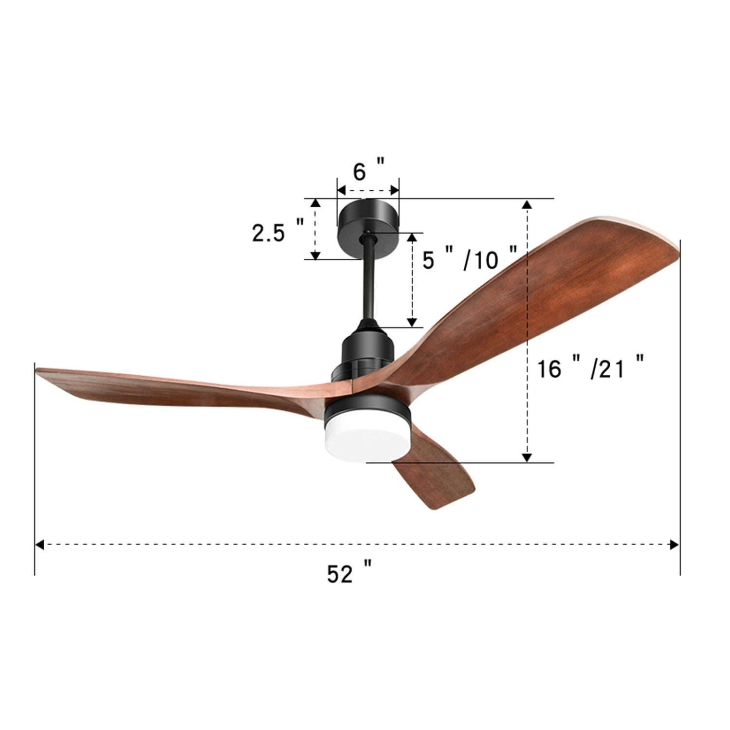 52" Ceiling Fan Light with 6 Speed Remote