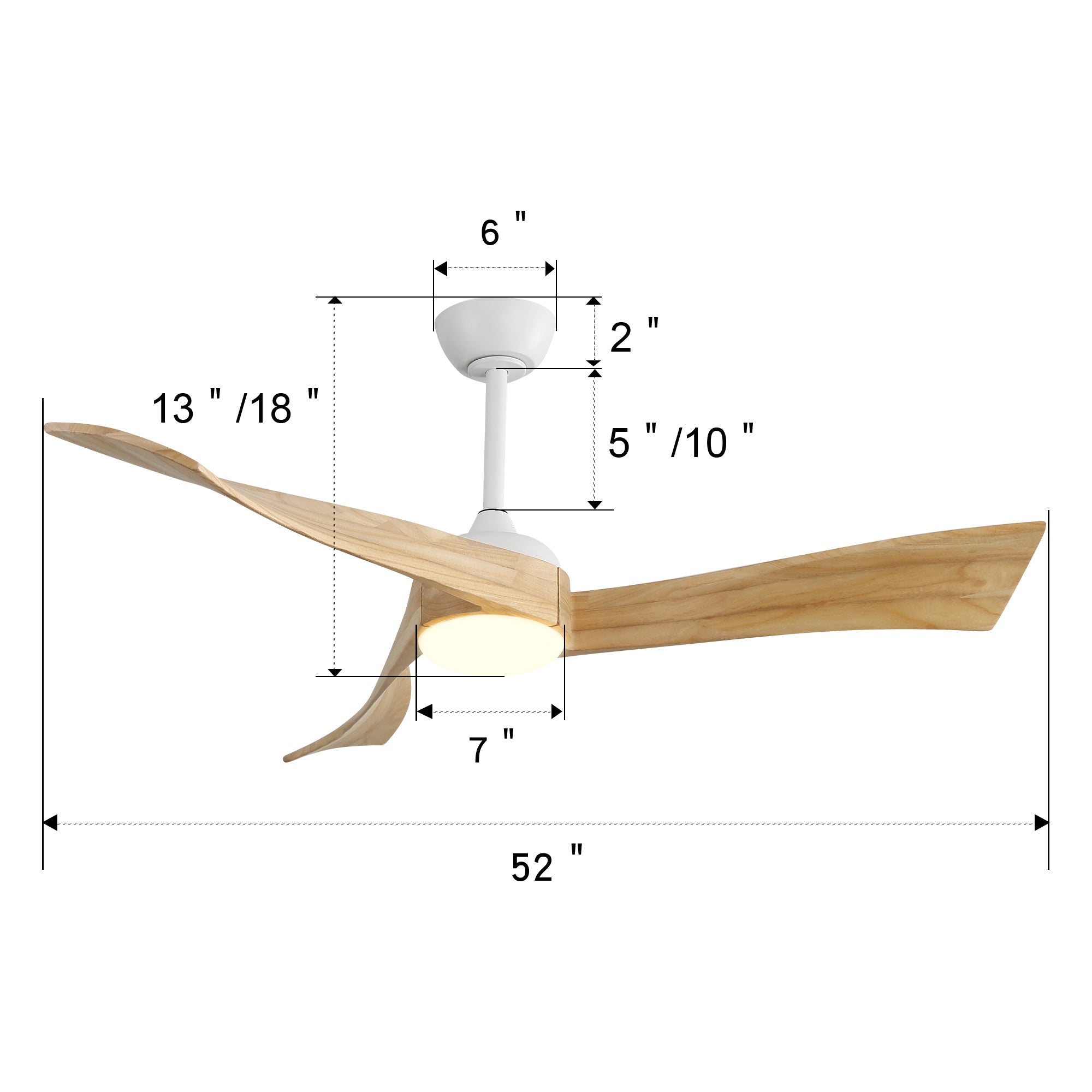 52" Ceiling Fan Light with 6 Speed Remote
