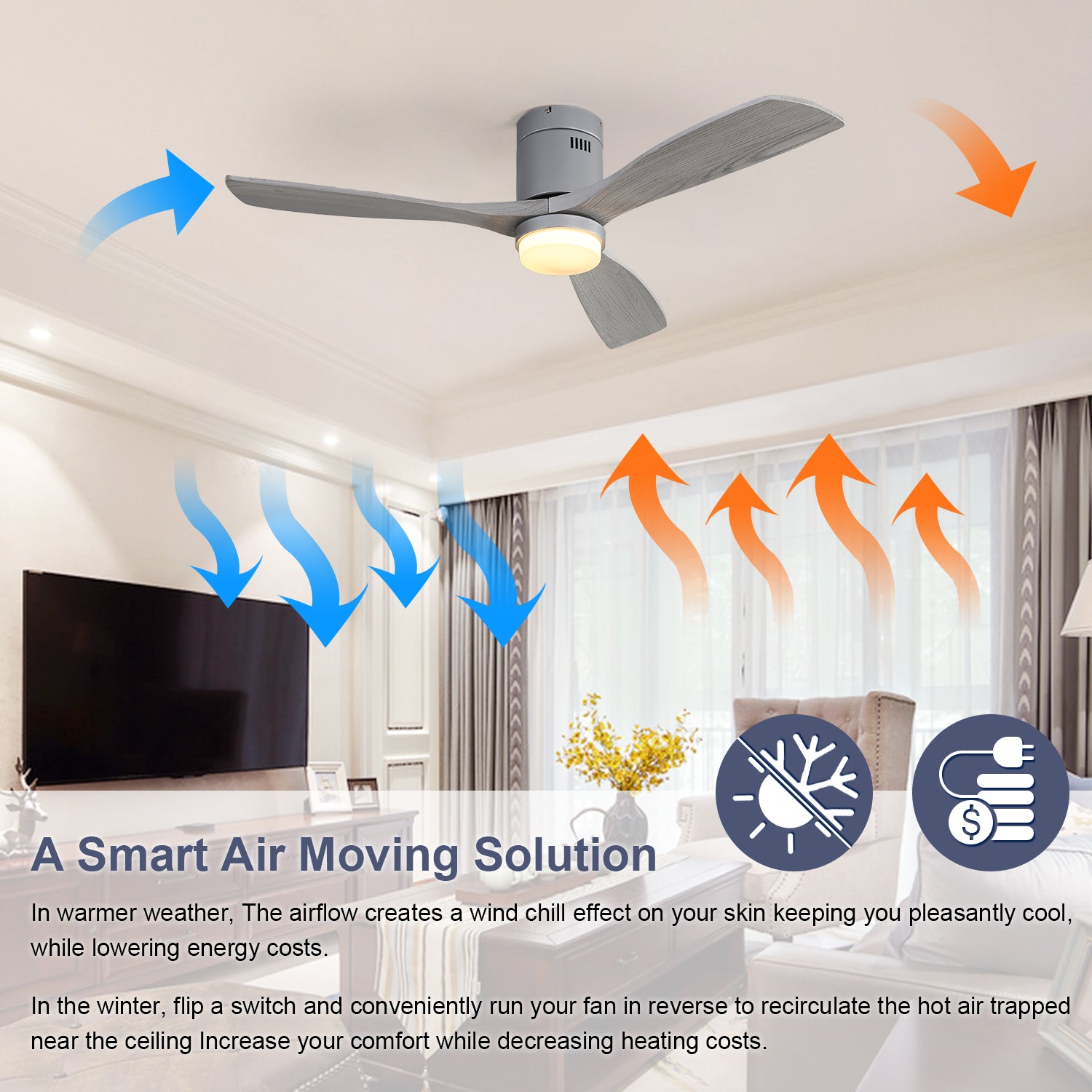52" Ceiling Fan Light with Remote Control for the Living Room