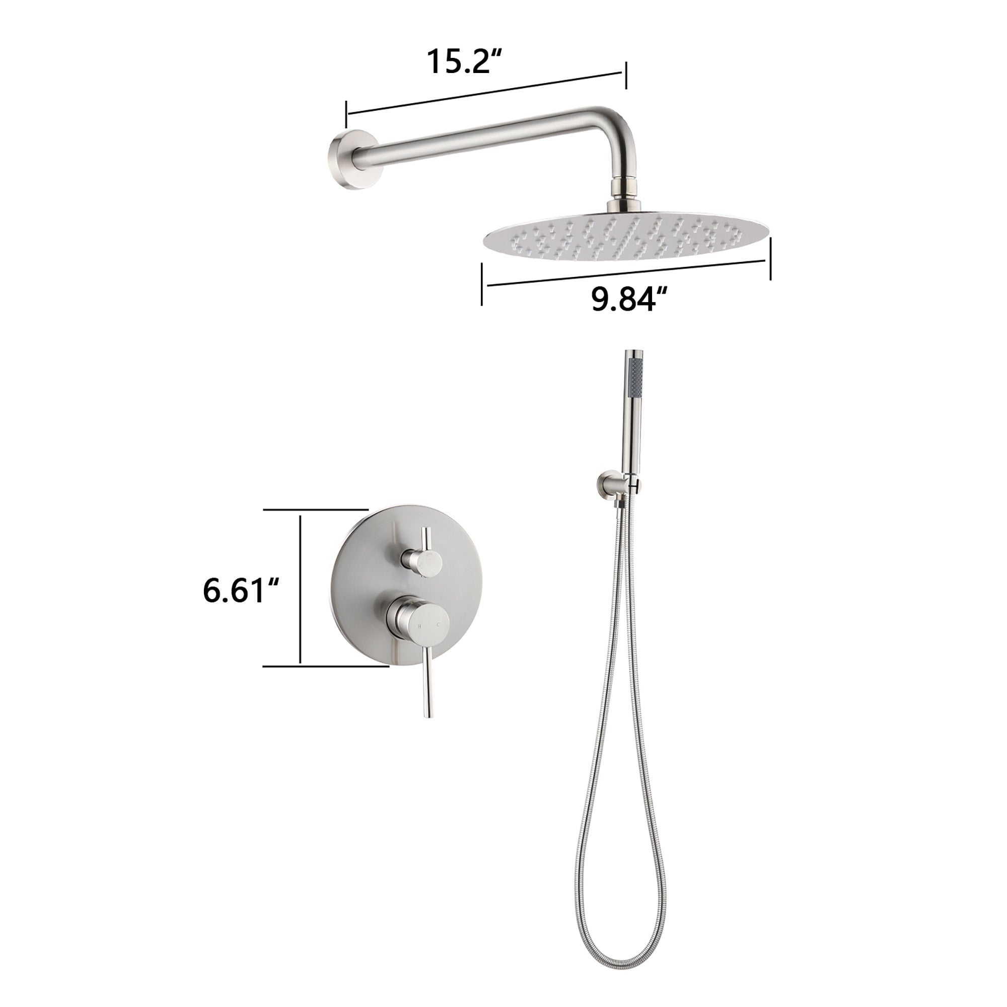 10 inch Wall-Mounted Round Completed Shower System with Handheld Shower