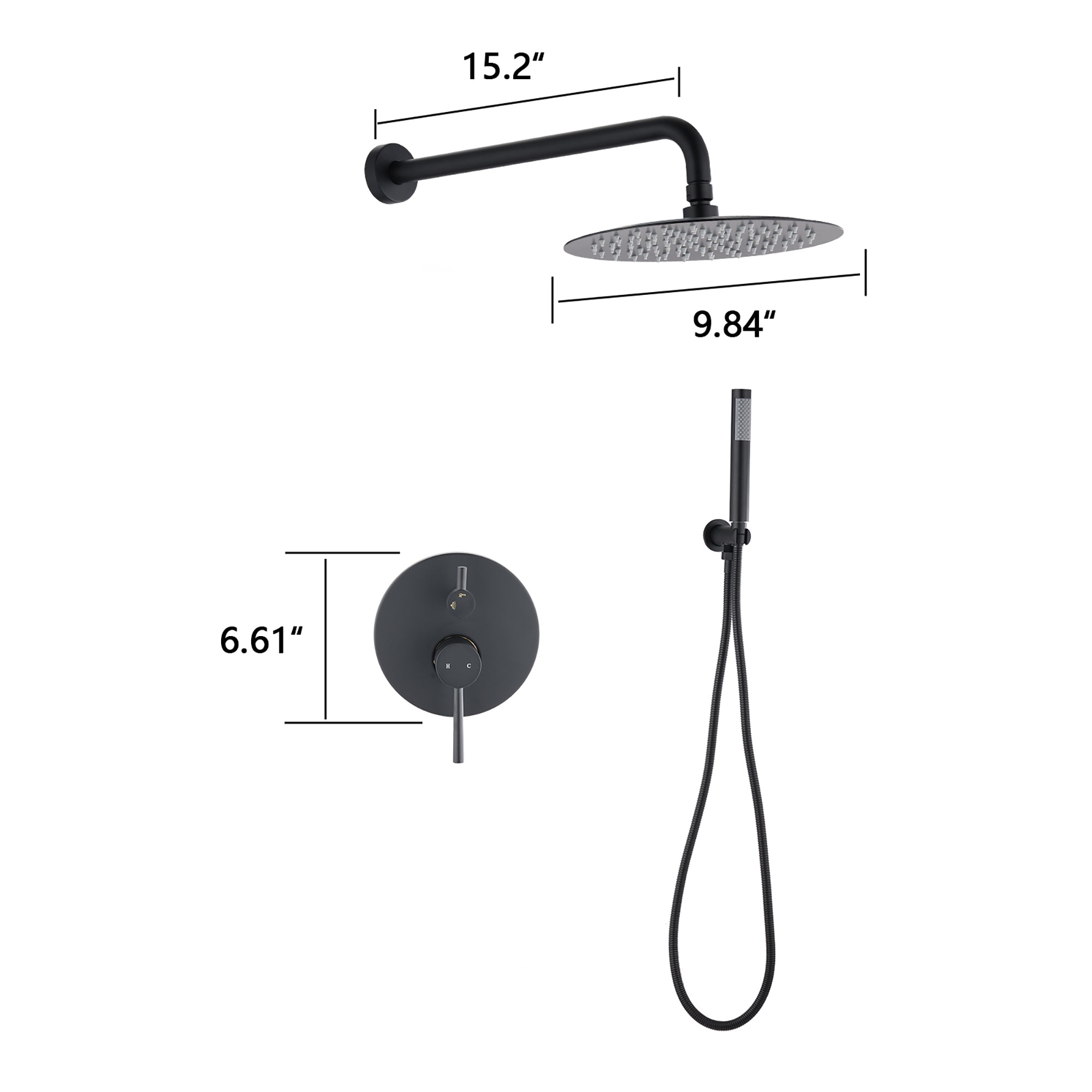 10 inch Wall-Mounted Round Completed Shower System with Handheld Shower