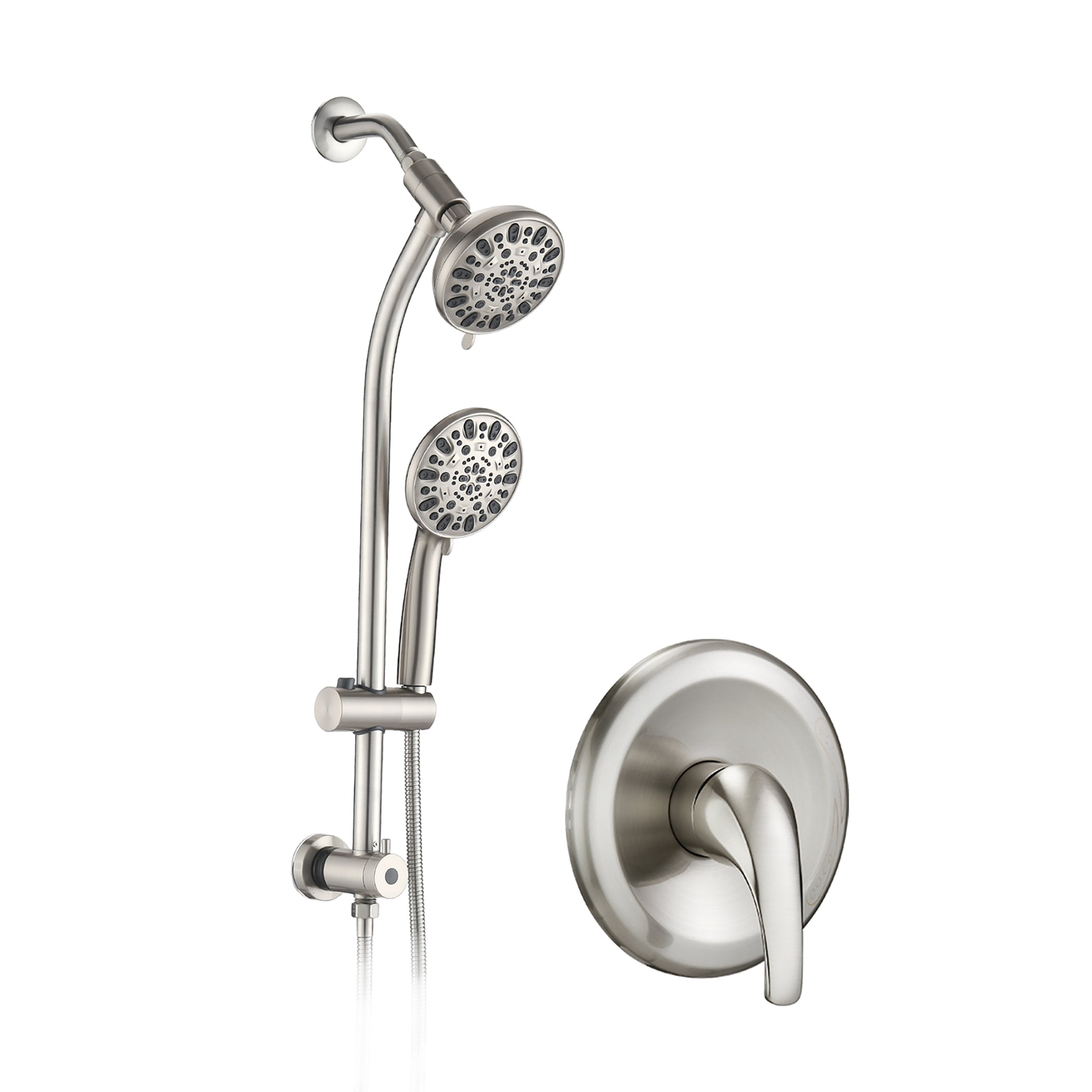 5 inch Wall-Mounted Round Shower System with Handheld Shower and head shower and Slide Bar