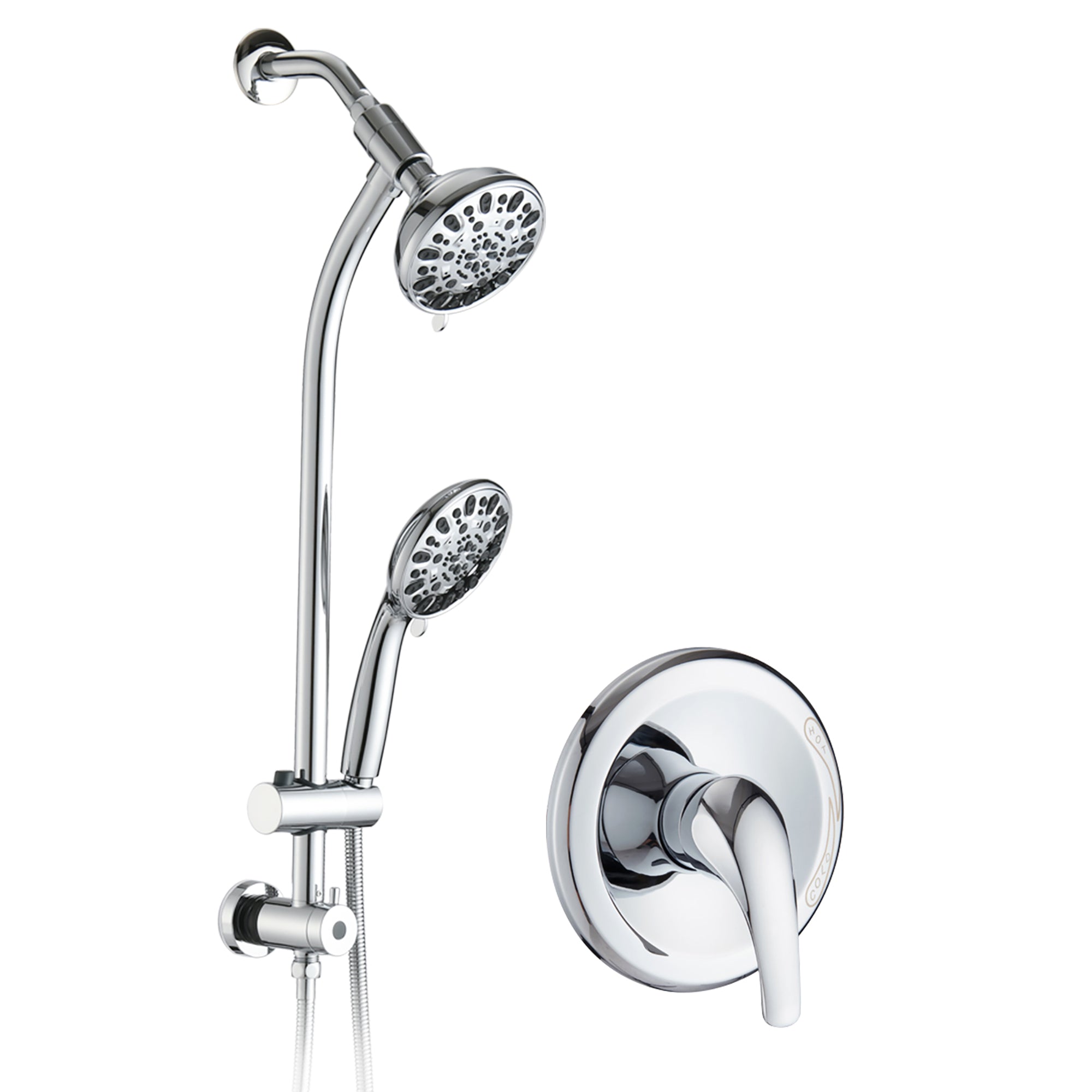 5 inch Wall-Mounted Round Shower System with Handheld Shower and head shower and Slide Bar