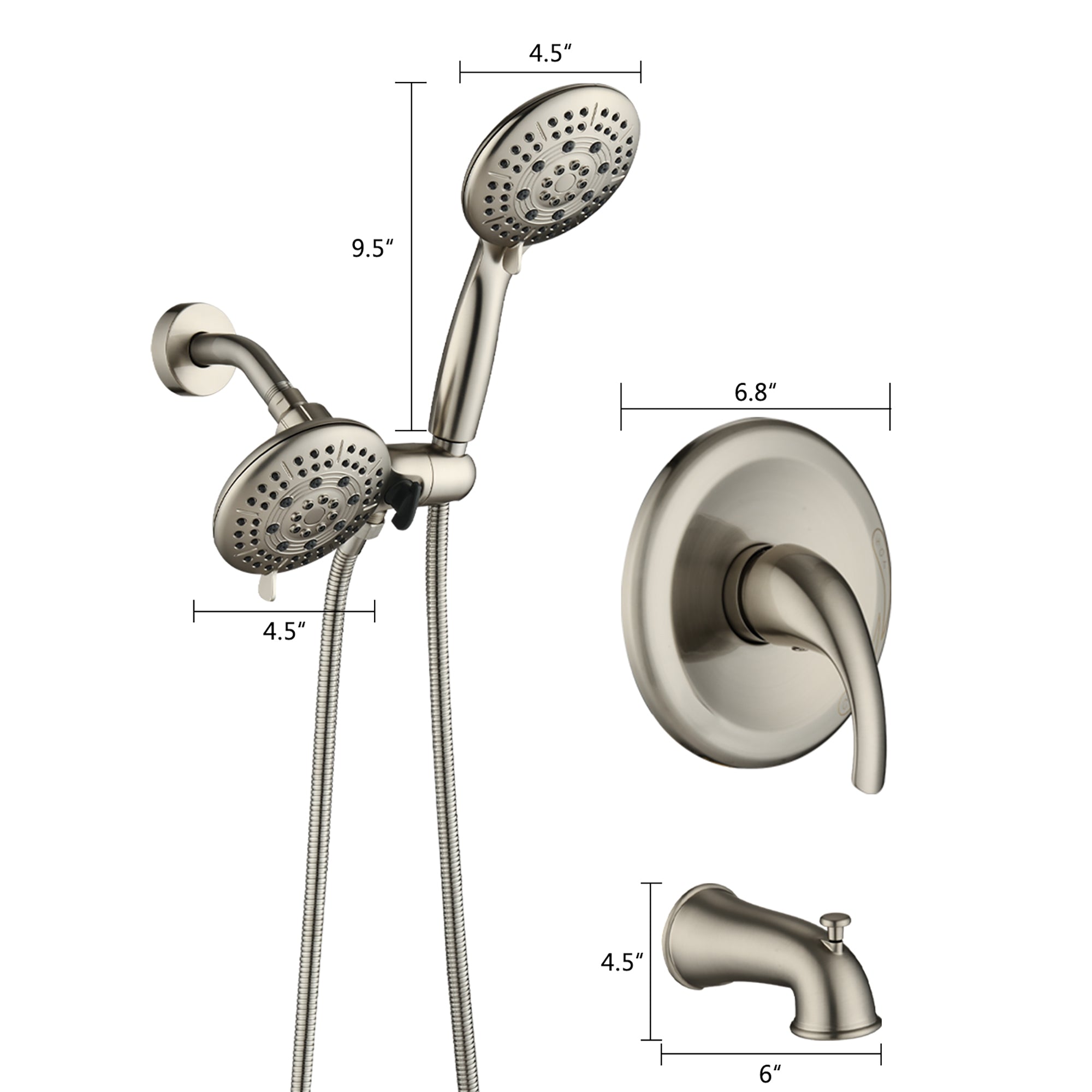 5 inch Wall-Mounted Round Shower System with Handheld Shower and head shower and Tub Faucet