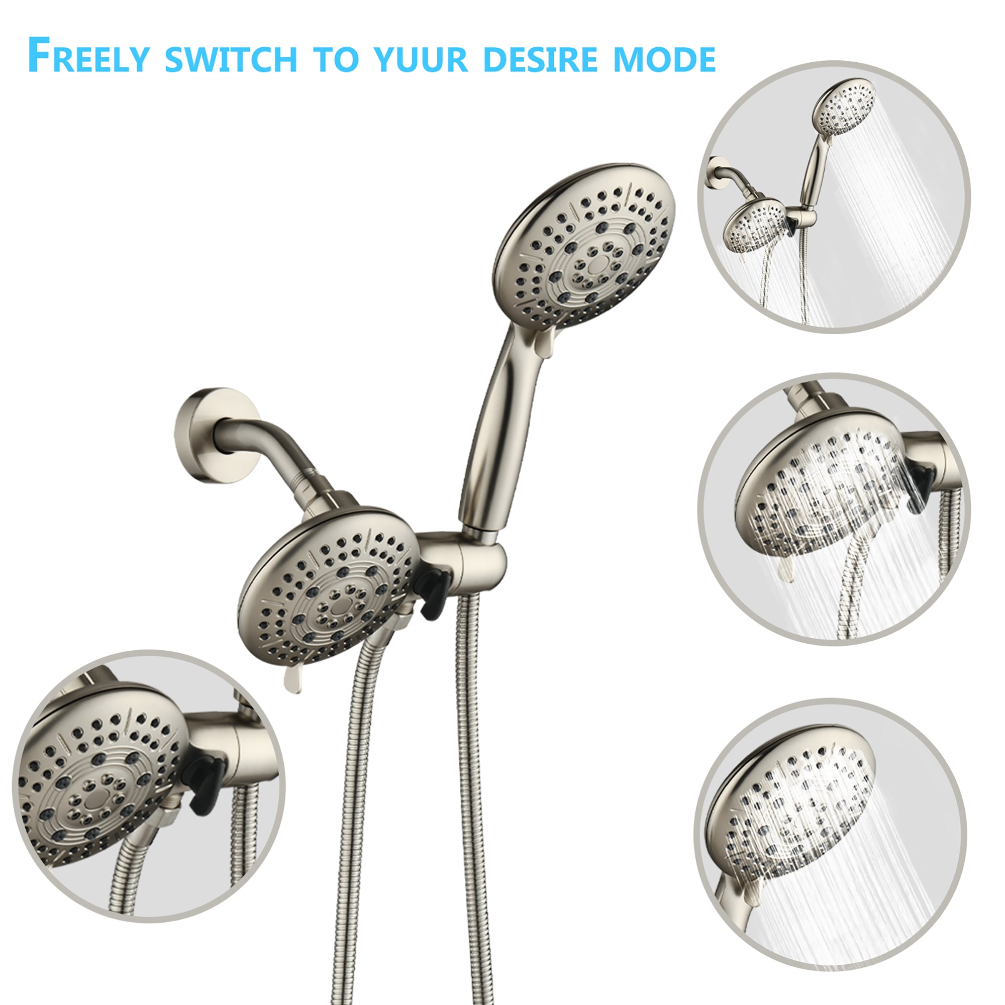 5 inch Wall-Mounted Round Shower System with Handheld Shower and head shower and Tub Faucet