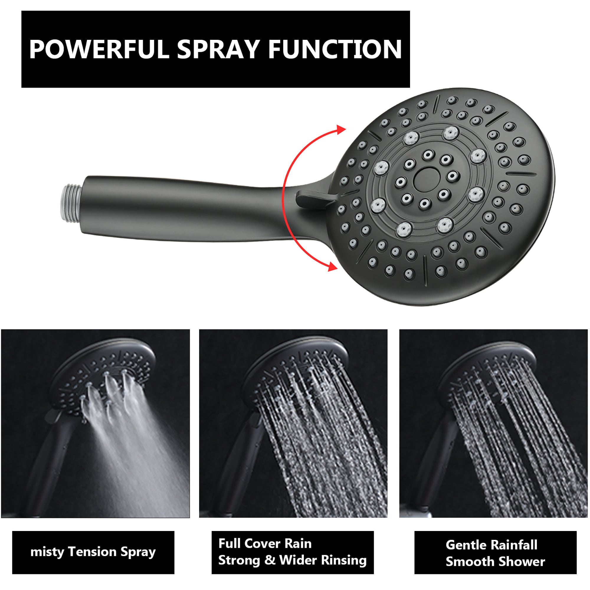 5 inch Wall-Mounted Round Shower System with Handheld Shower and head shower and Tub Faucet