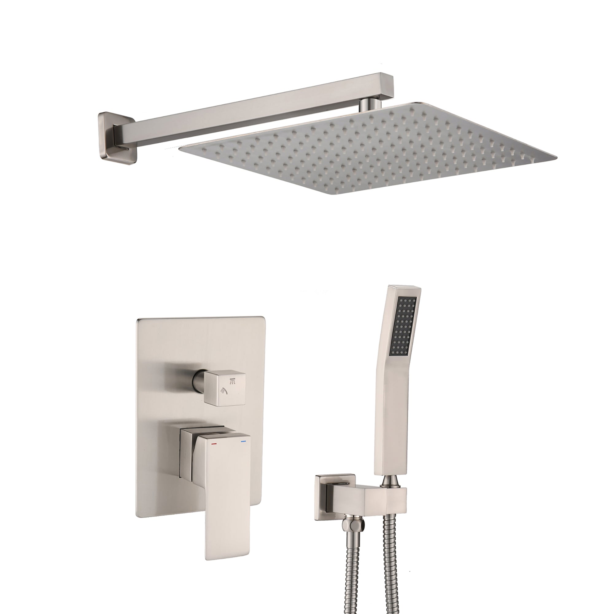 12 inch Wall-Mounted Square Completed Shower System with Handheld Shower and Head Shower