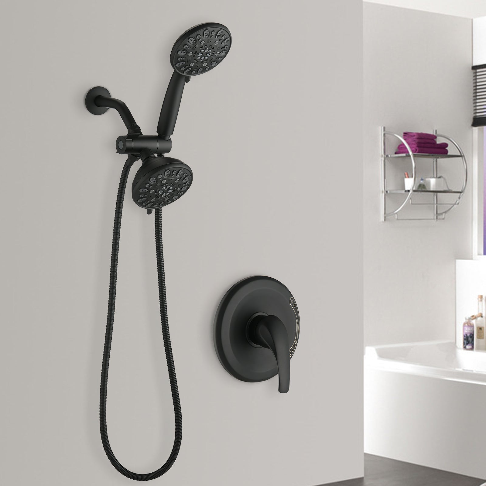 5 inch Wall-Mounted Round Shower System with Handheld Shower and Head Shower