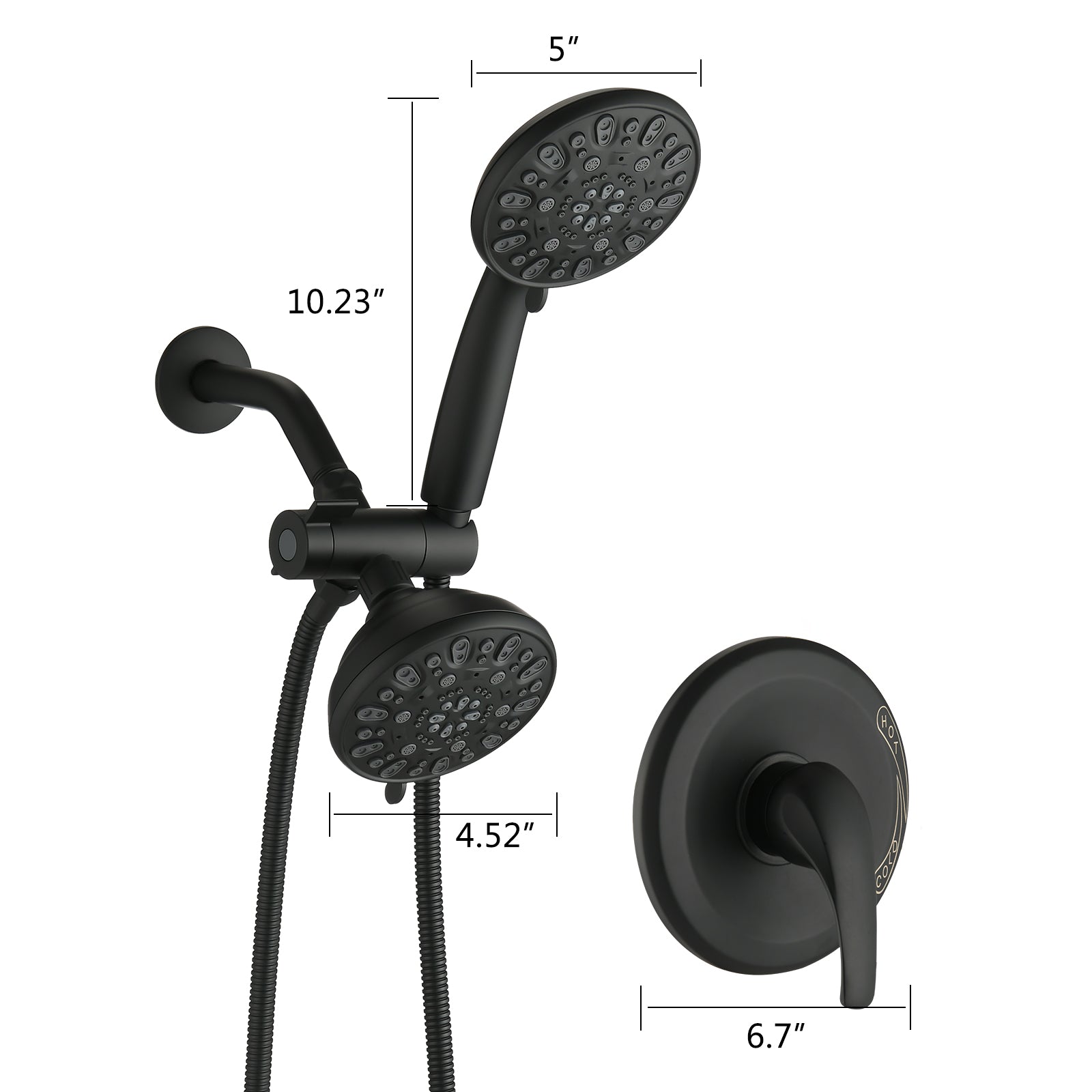 5 inch Wall-Mounted Round Shower System with Handheld Shower and Head Shower