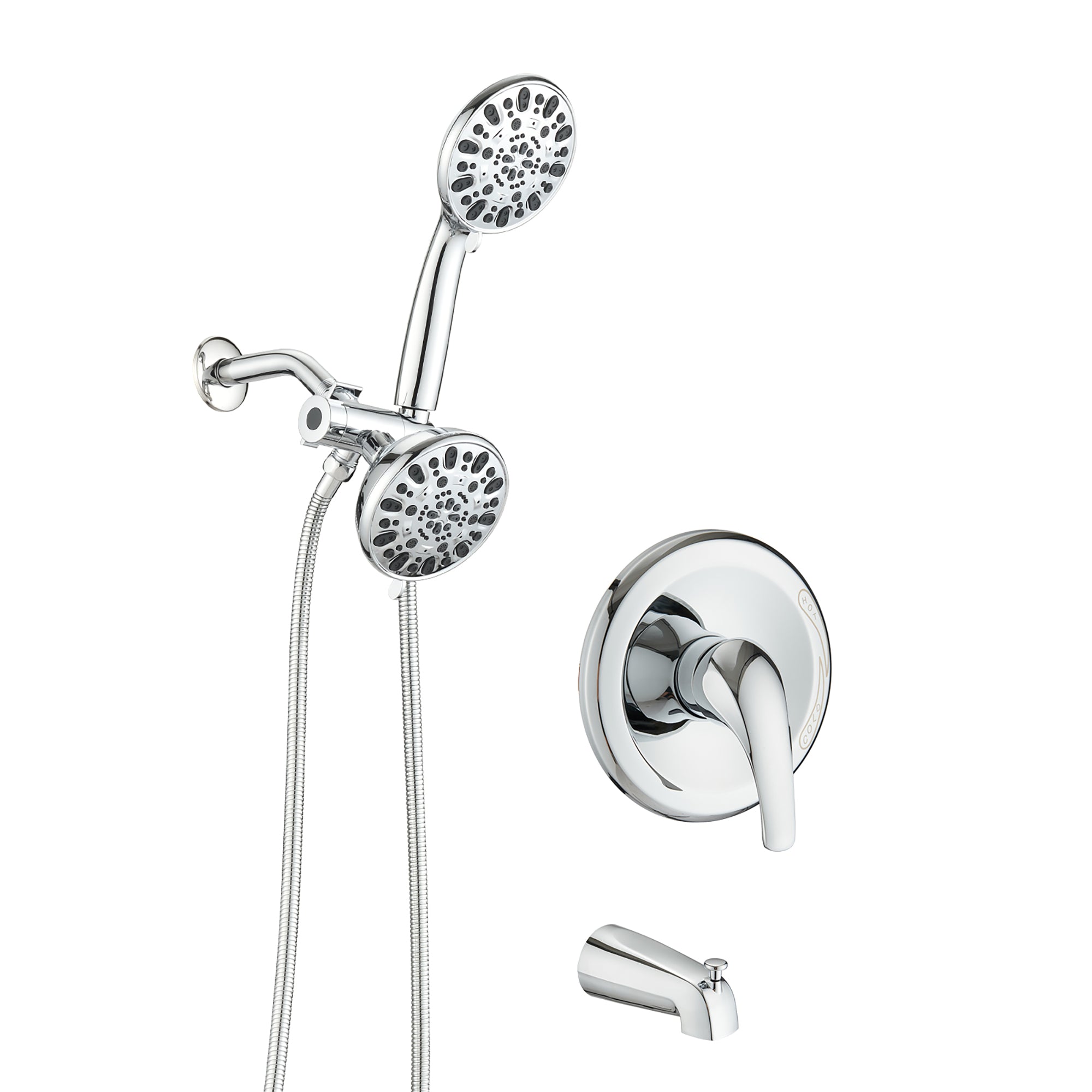 5 inch Wall-Mounted Round Completed Shower System with Handheld Shower and head shower and Tub Faucet