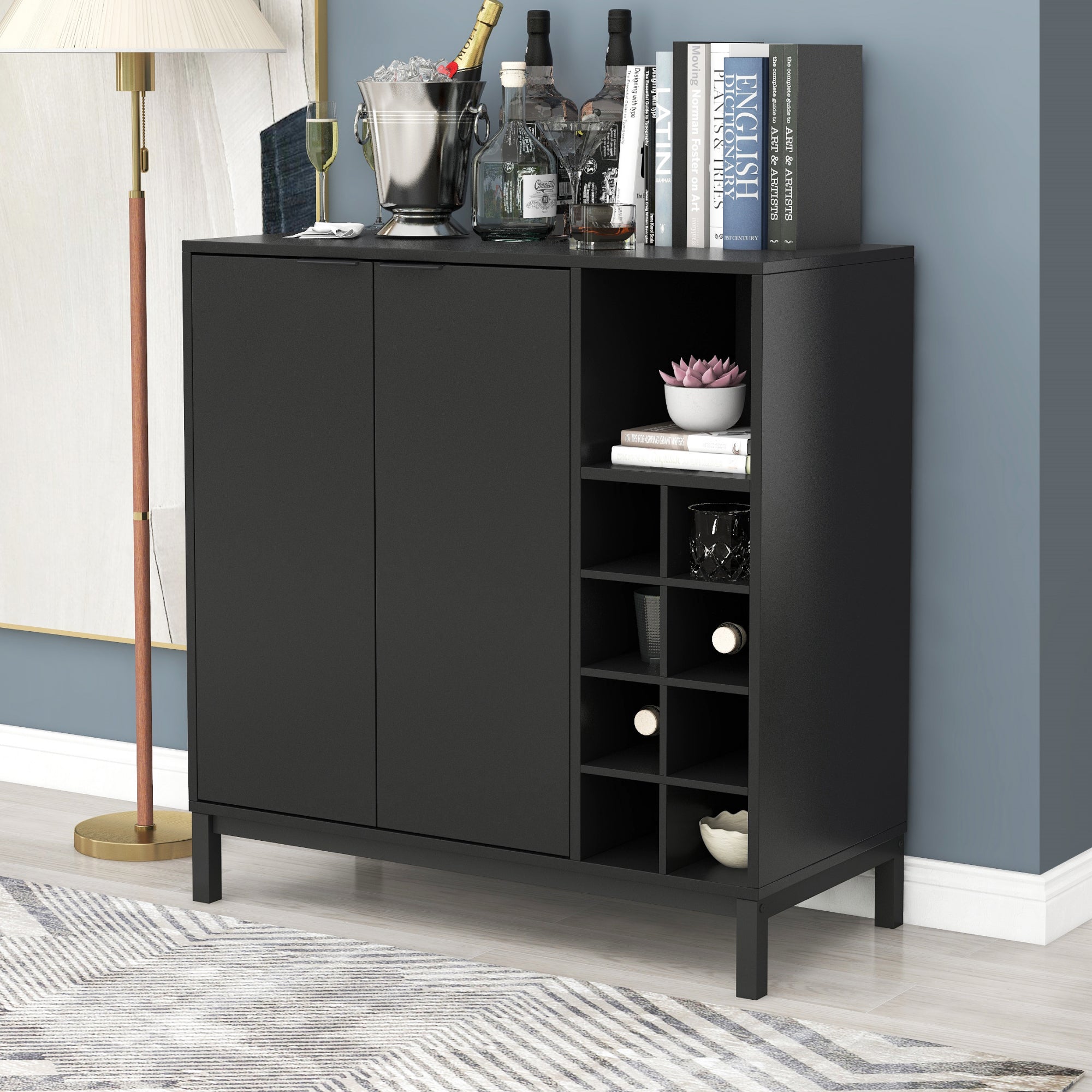 54-inch Wood Buffet with Wine Rack