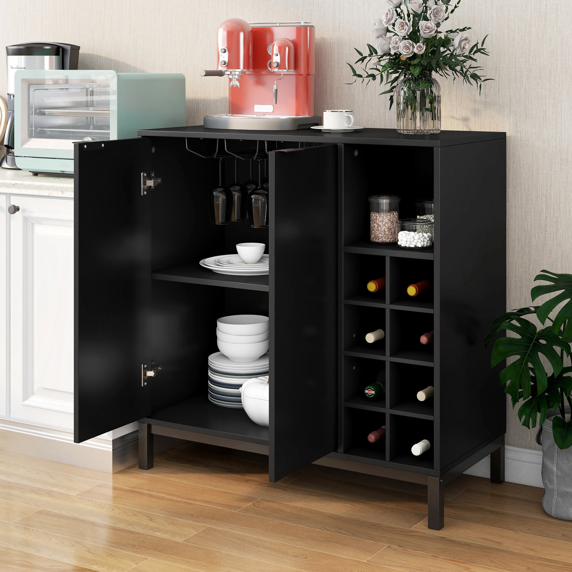 54-inch Wood Buffet with Wine Rack