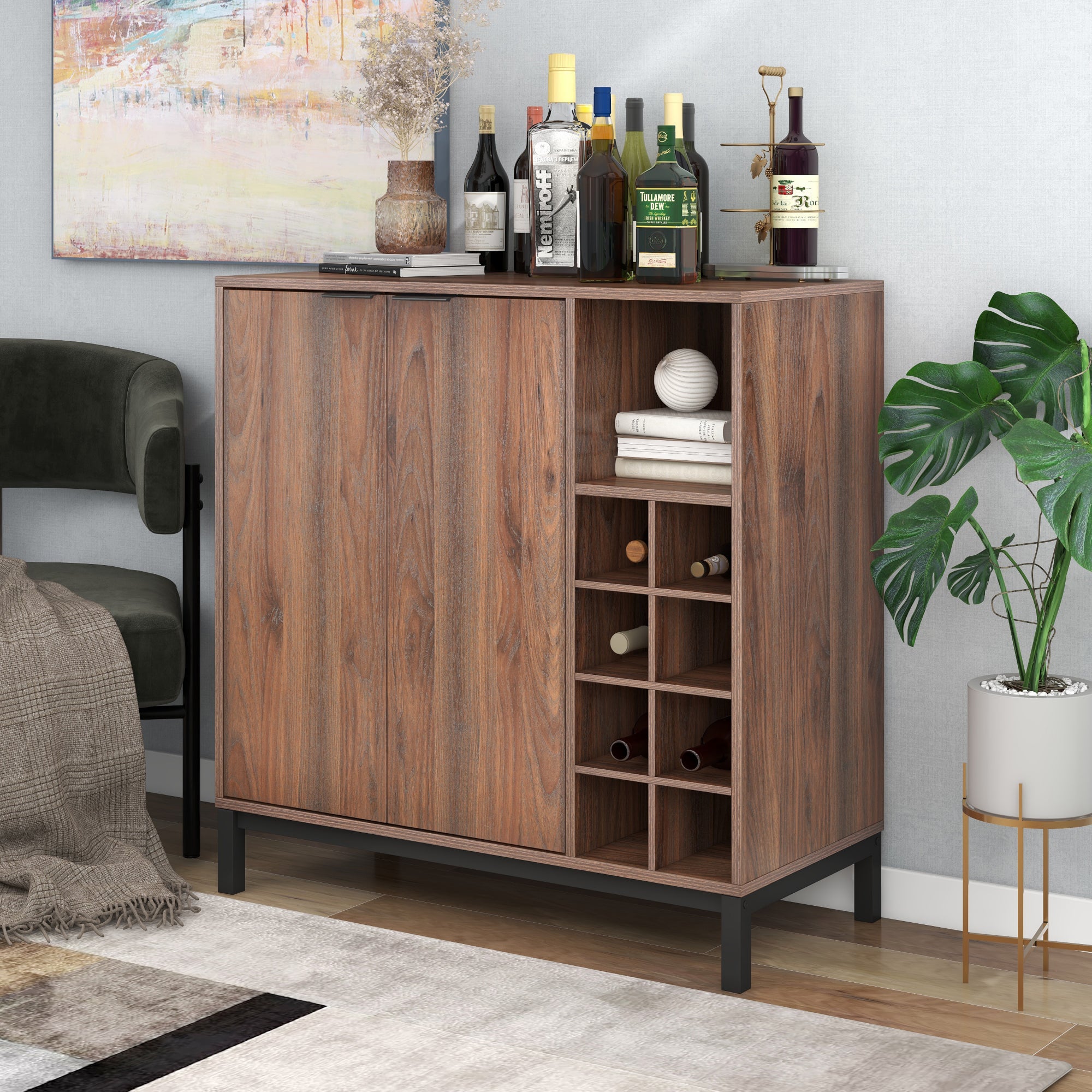 54-inch Wood Buffet with Wine Rack