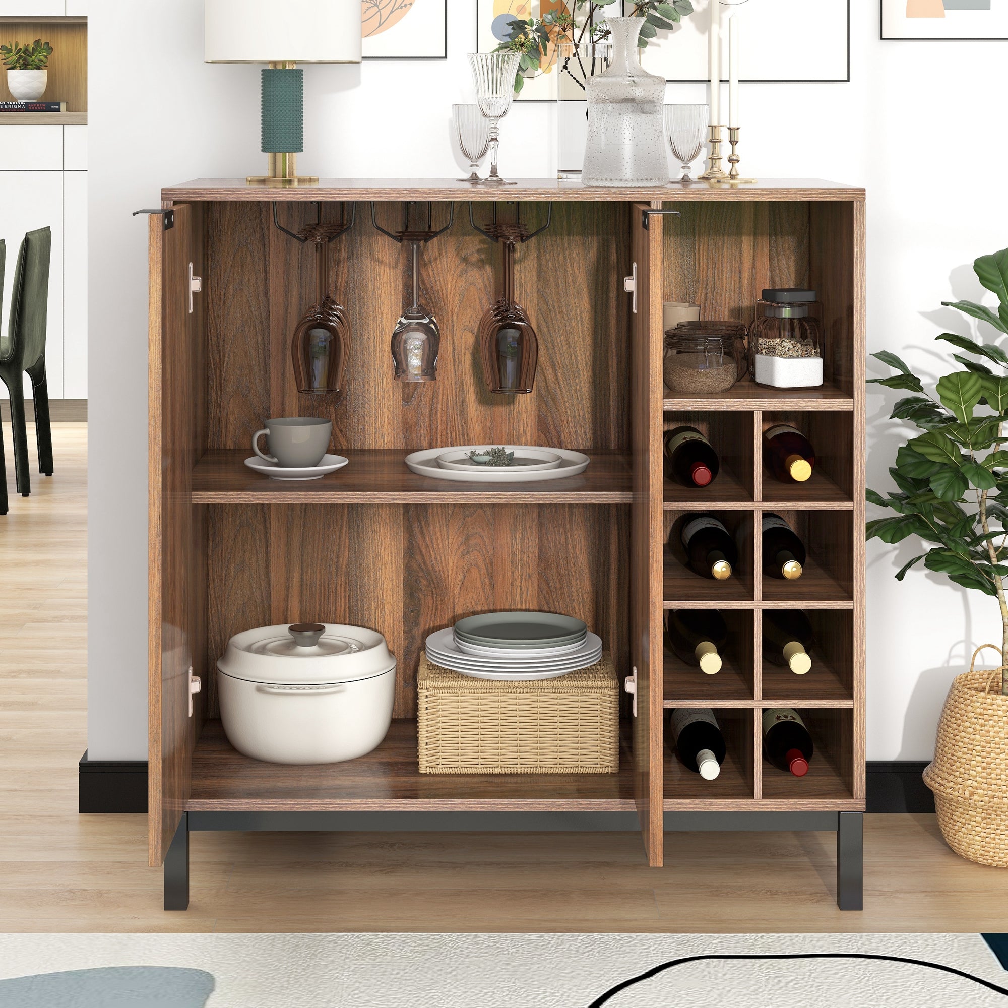 54-inch Wood Buffet with Wine Rack