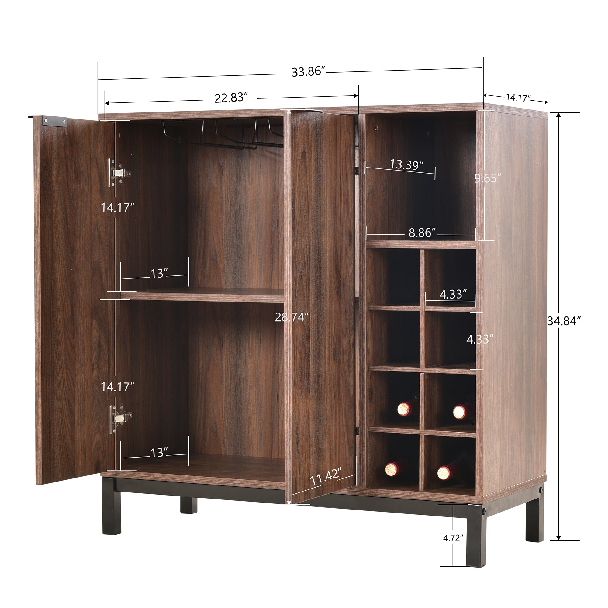 54-inch Wood Buffet with Wine Rack
