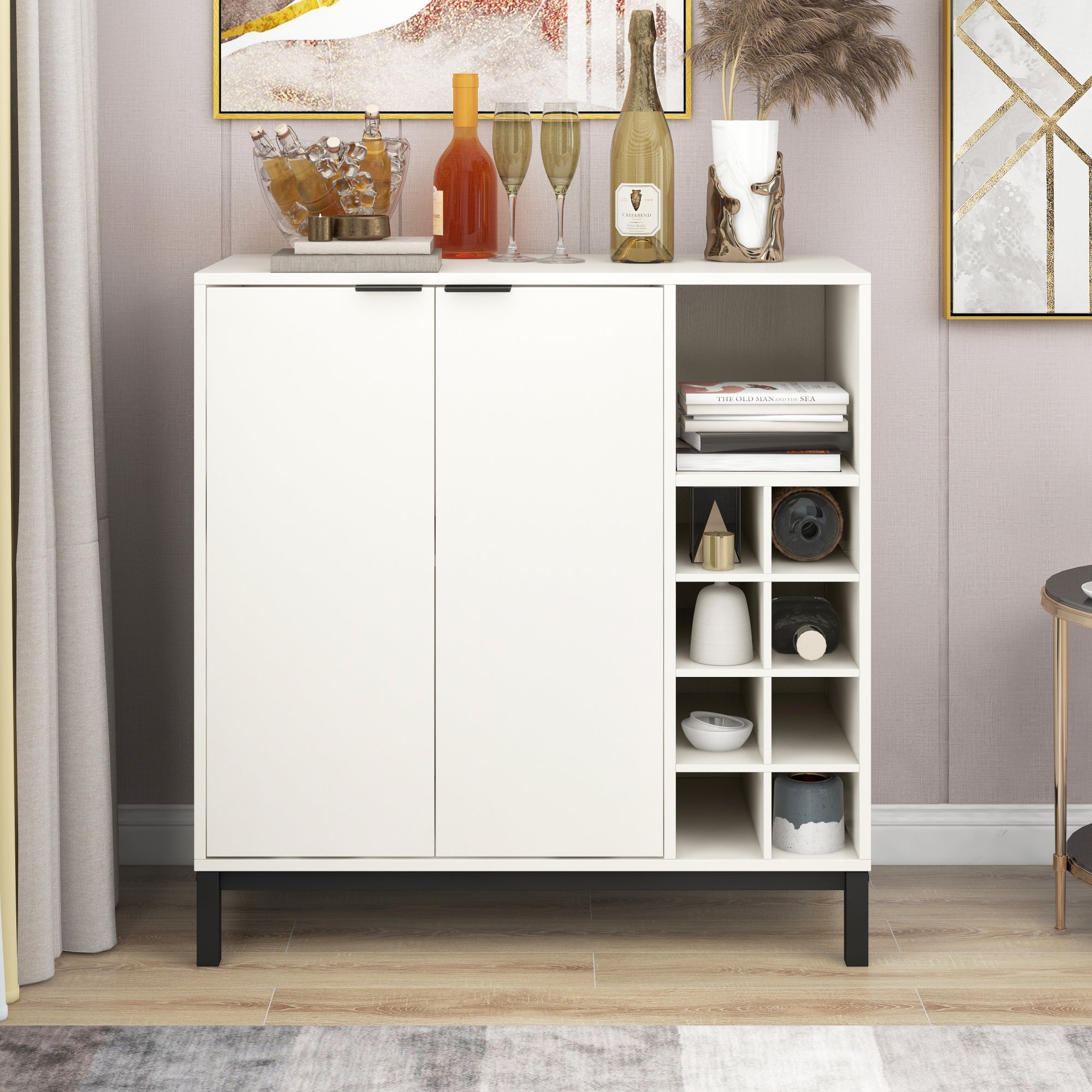 54-inch Wood Buffet with Wine Rack