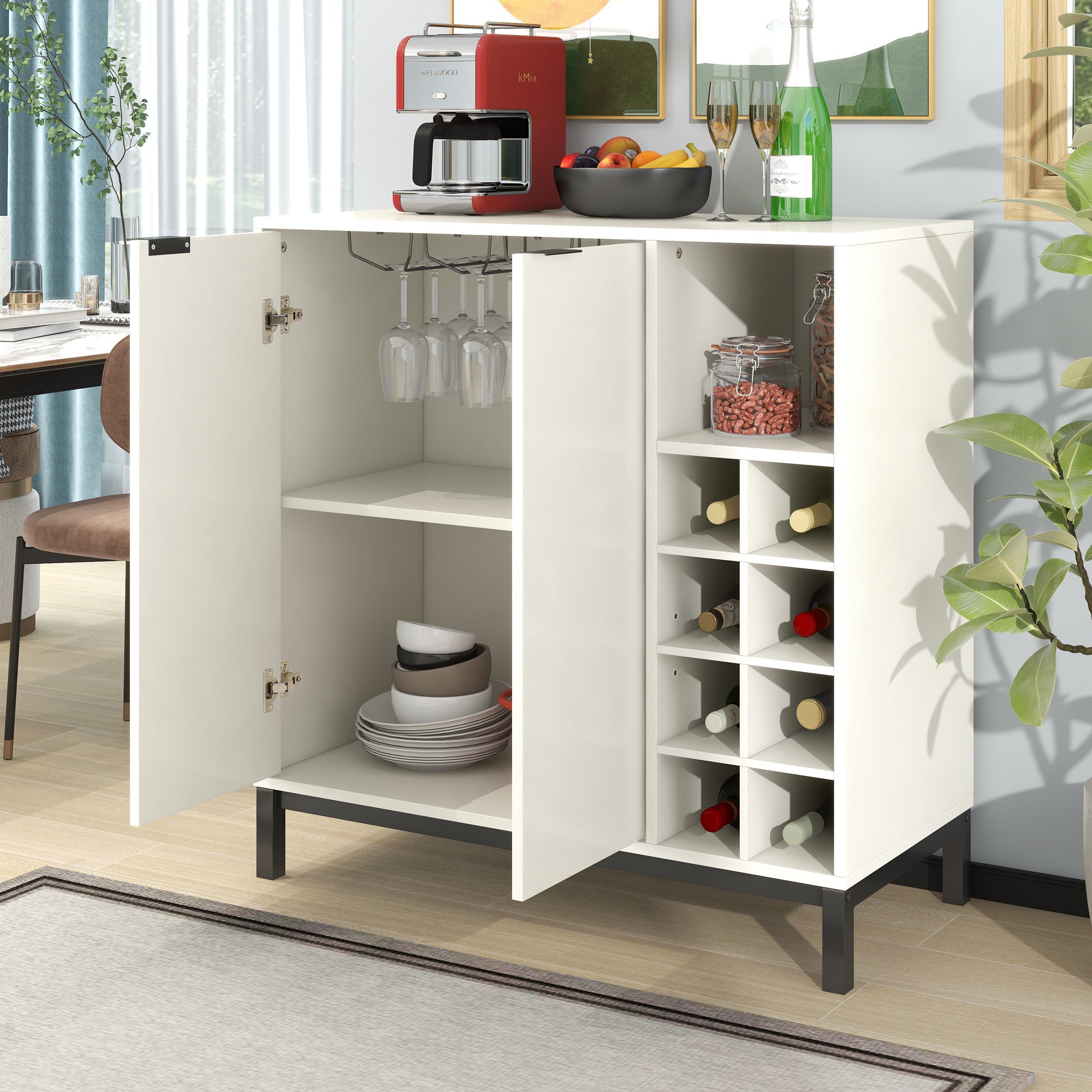 54-inch Wood Buffet with Wine Rack