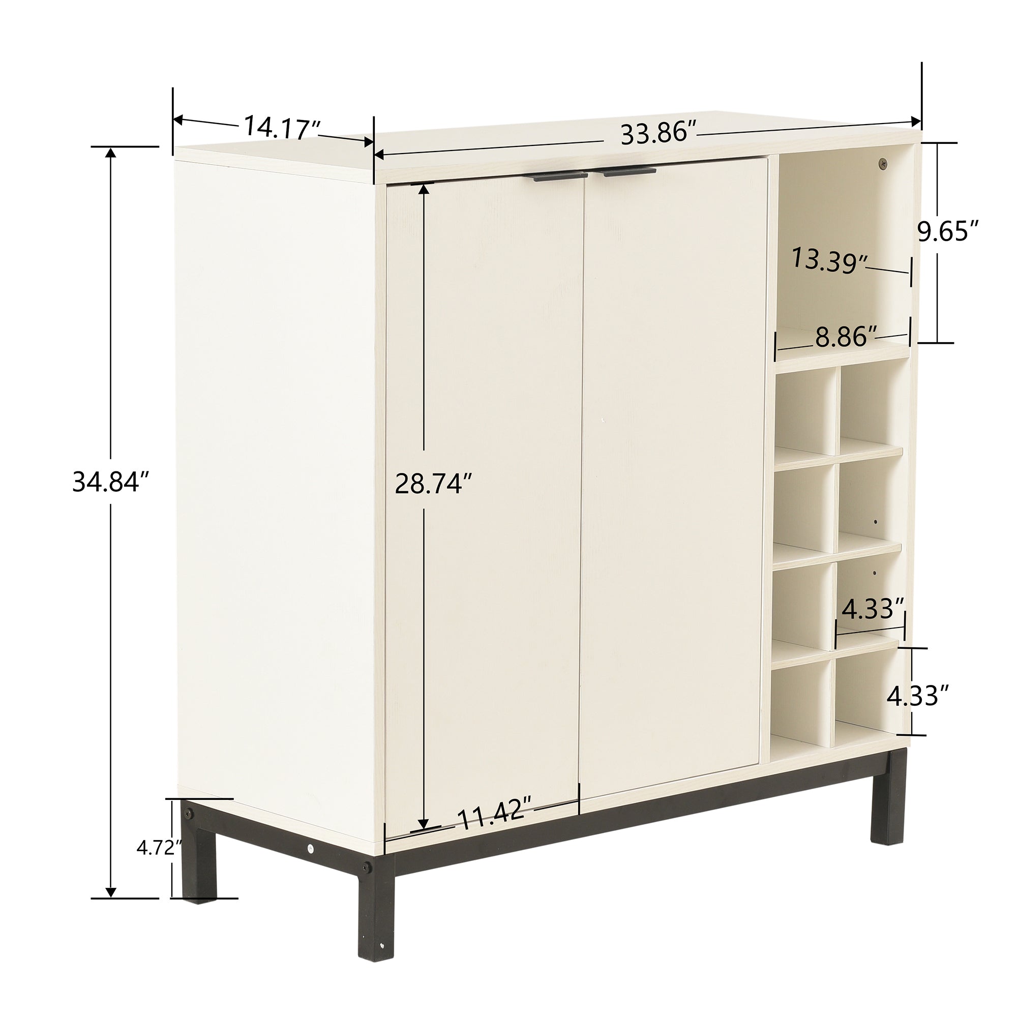 54-inch Wood Buffet with Wine Rack