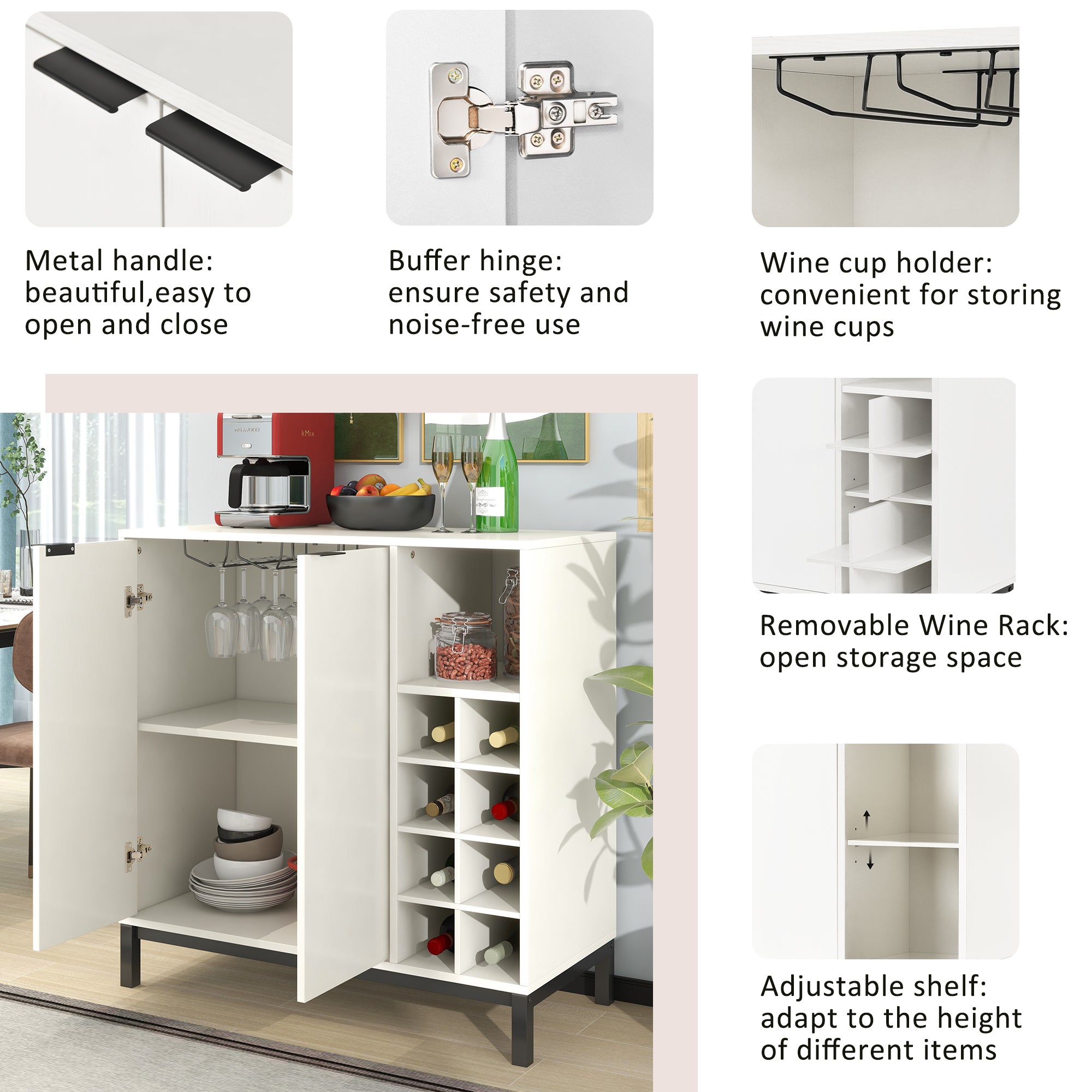 54-inch Wood Buffet with Wine Rack