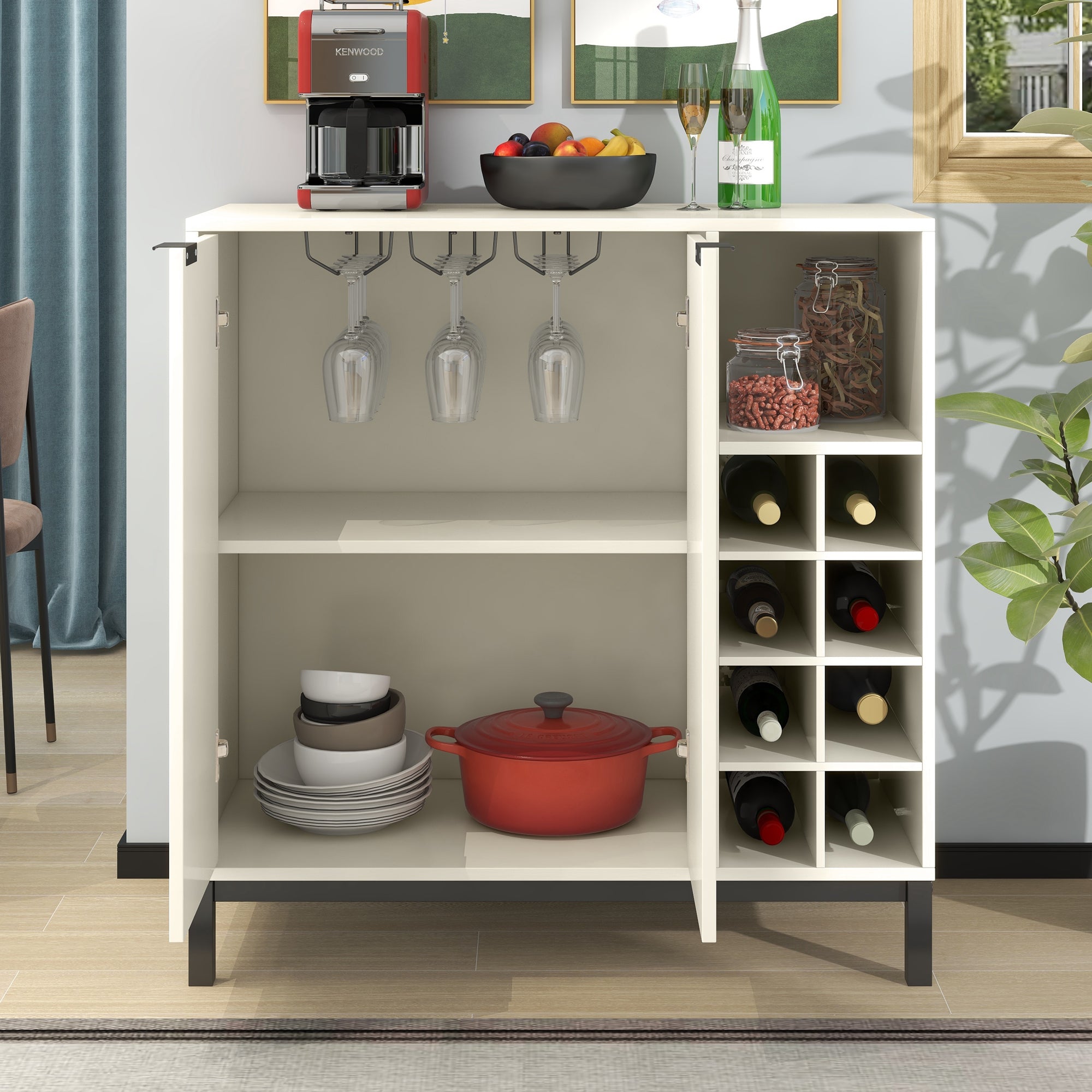 54-inch Wood Buffet with Wine Rack