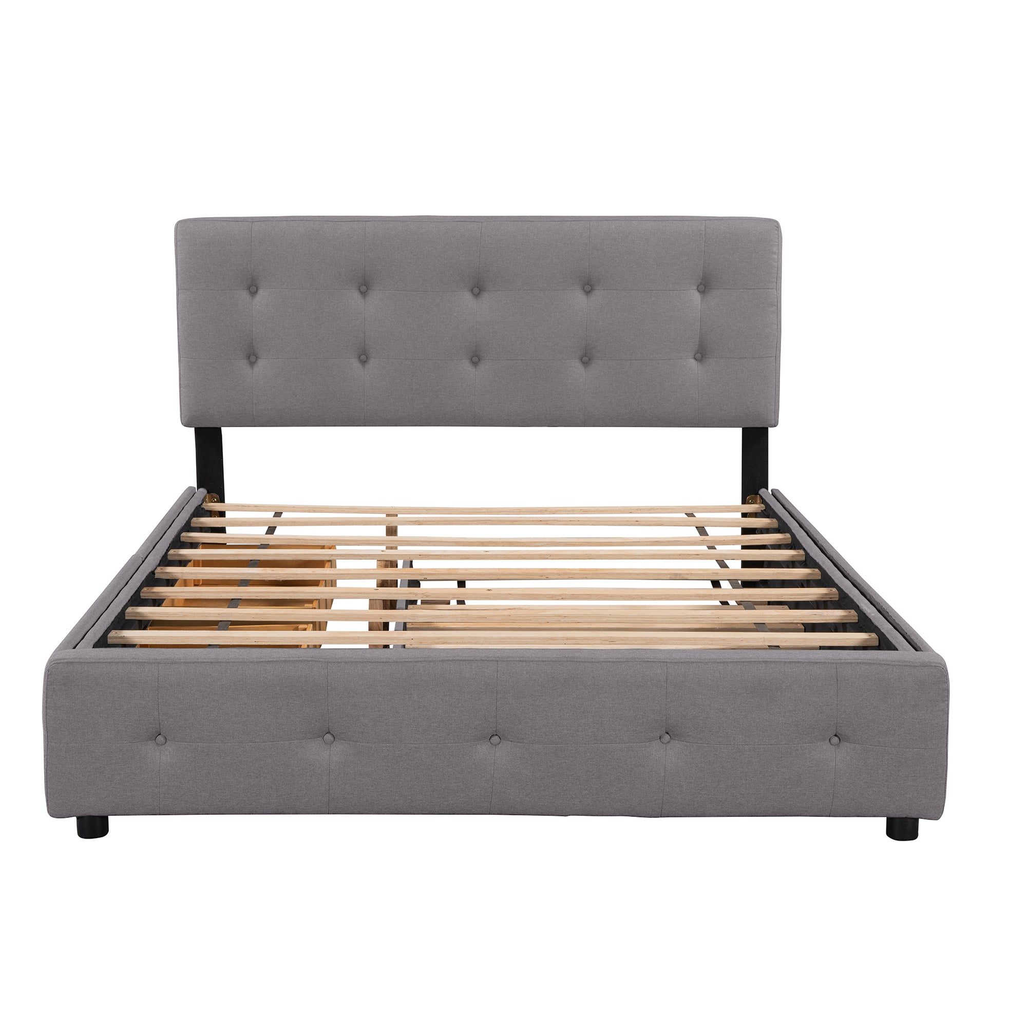 Queen Wood Frame Platform Bed with Drawers and Twin XL Trundle