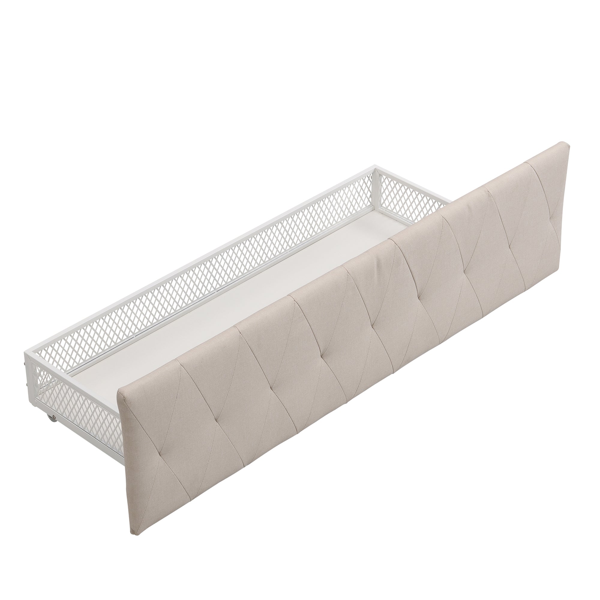 Twin/Queen/Full Metal Frame Linen Platform Bed with Drawer