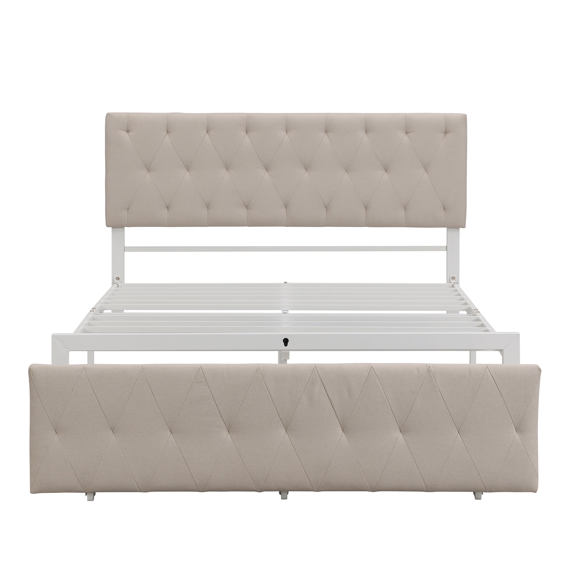 Twin/Queen/Full Metal Frame Linen Platform Bed with Drawer
