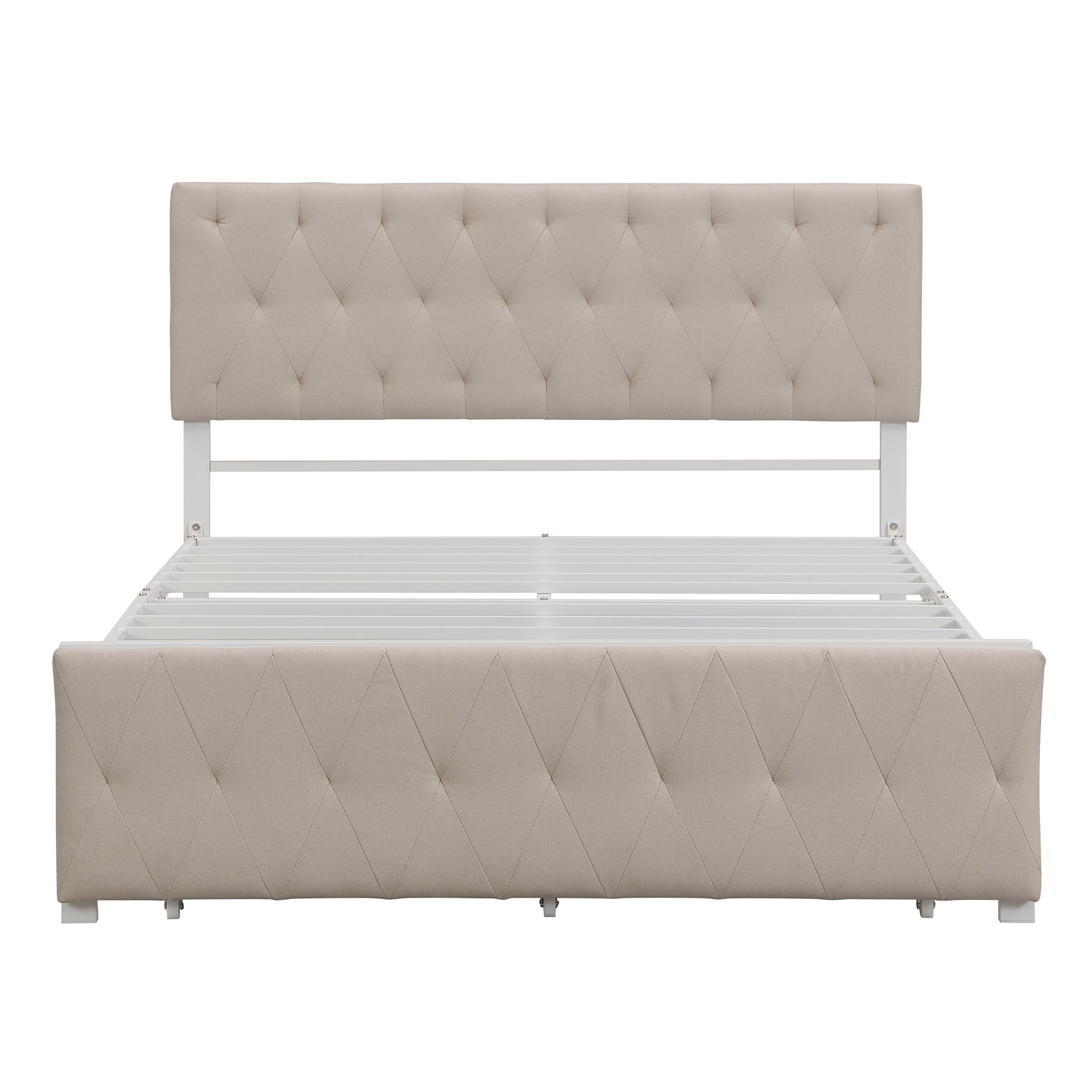 Twin/Queen/Full Metal Frame Linen Platform Bed with Drawer