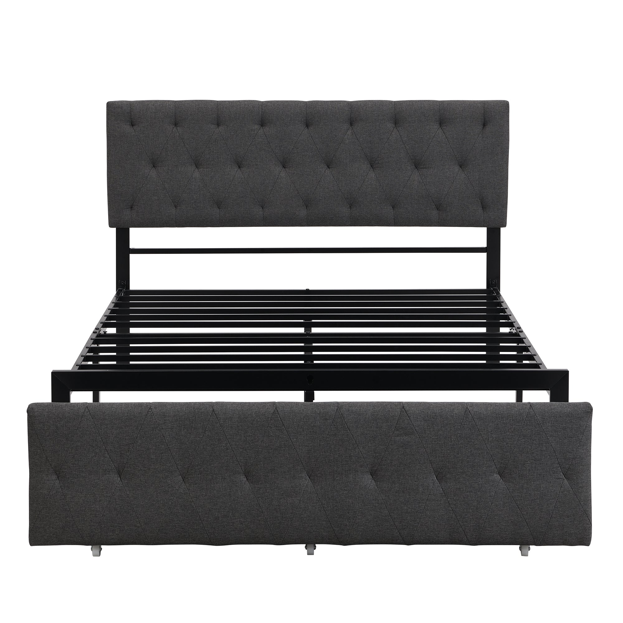 Twin/Queen/Full Metal Frame Linen Platform Bed with Drawer