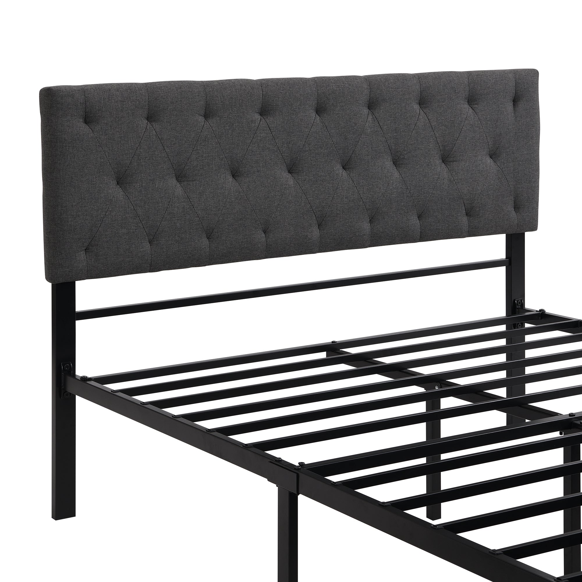 Twin/Queen/Full Metal Frame Linen Platform Bed with Drawer