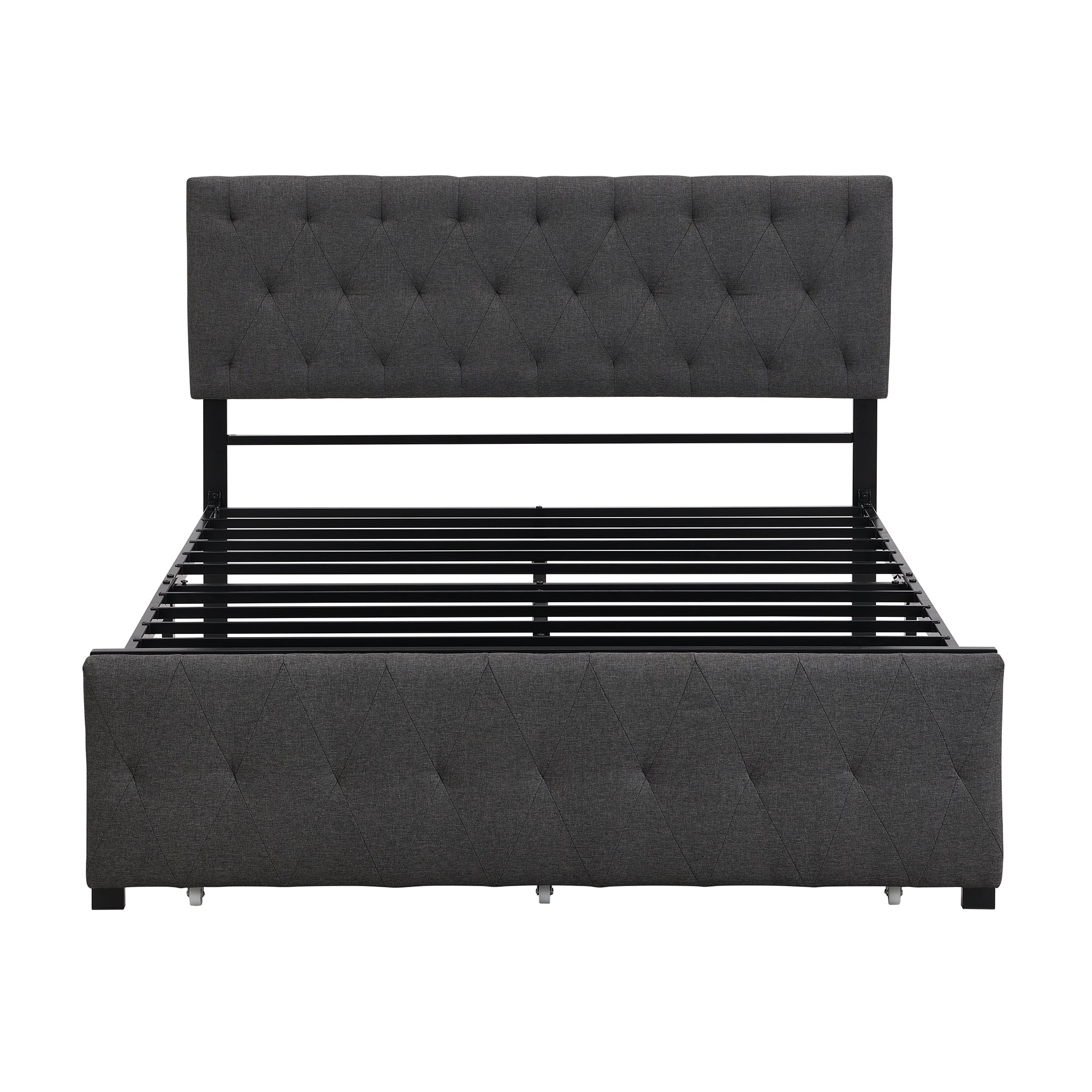 Twin/Queen/Full Metal Frame Linen Platform Bed with Drawer