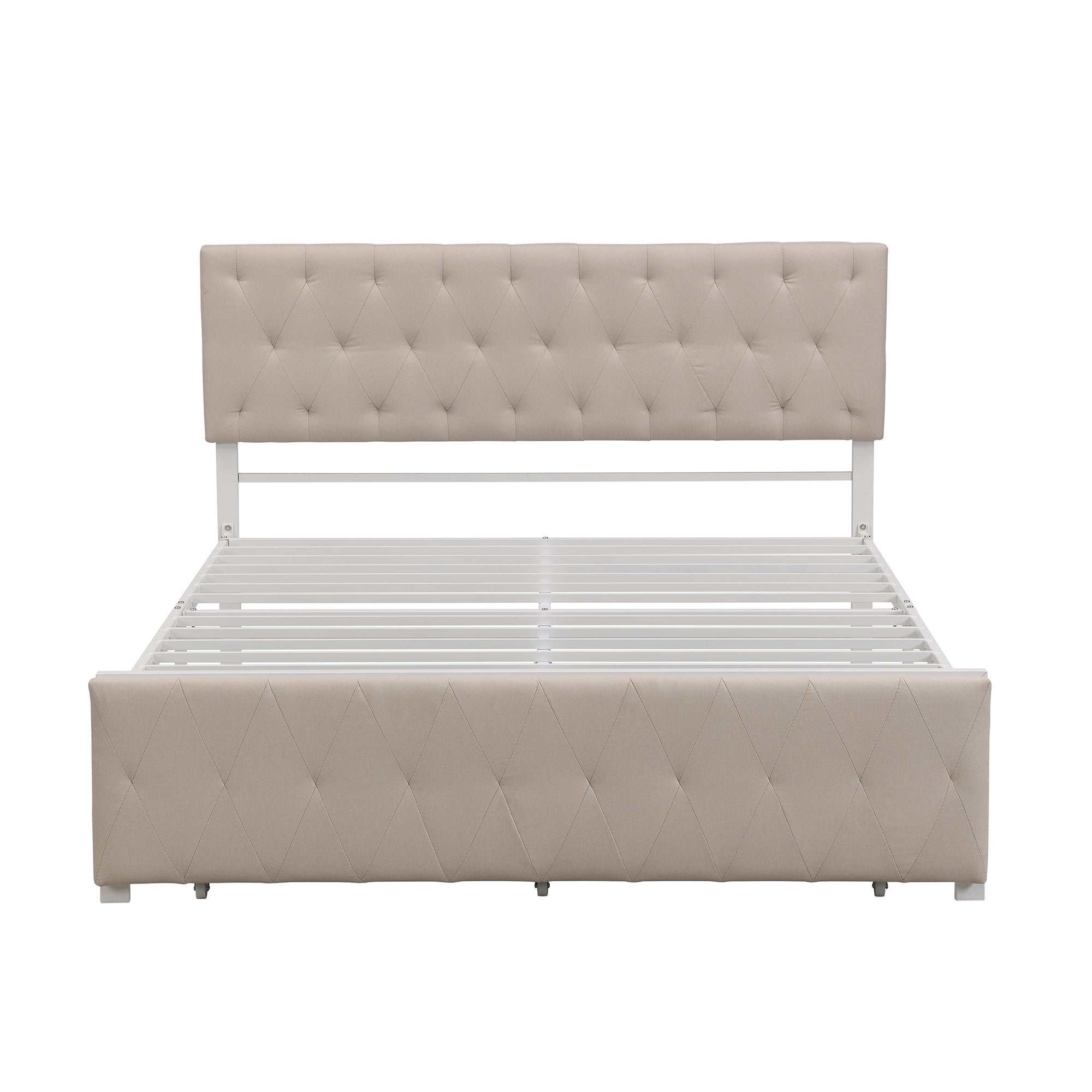 Twin/Queen/Full Metal Frame Linen Platform Bed with Drawer
