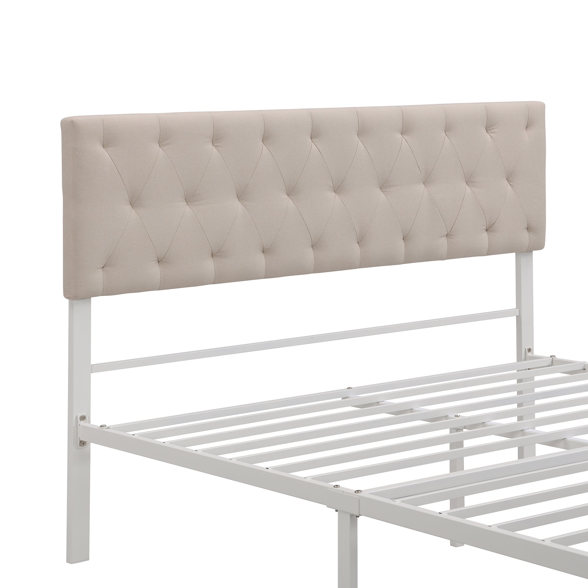 Twin/Queen/Full Metal Frame Linen Platform Bed with Drawer
