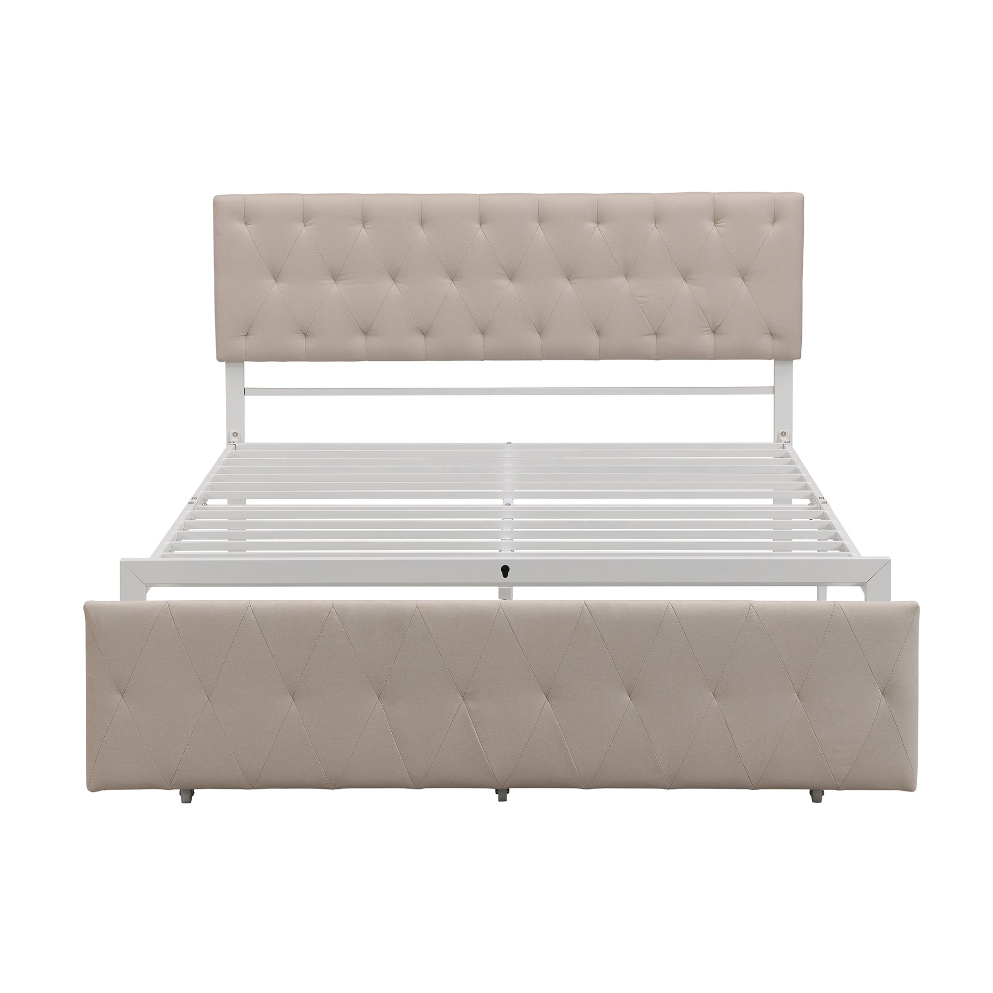 Twin/Queen/Full Metal Frame Linen Platform Bed with Drawer