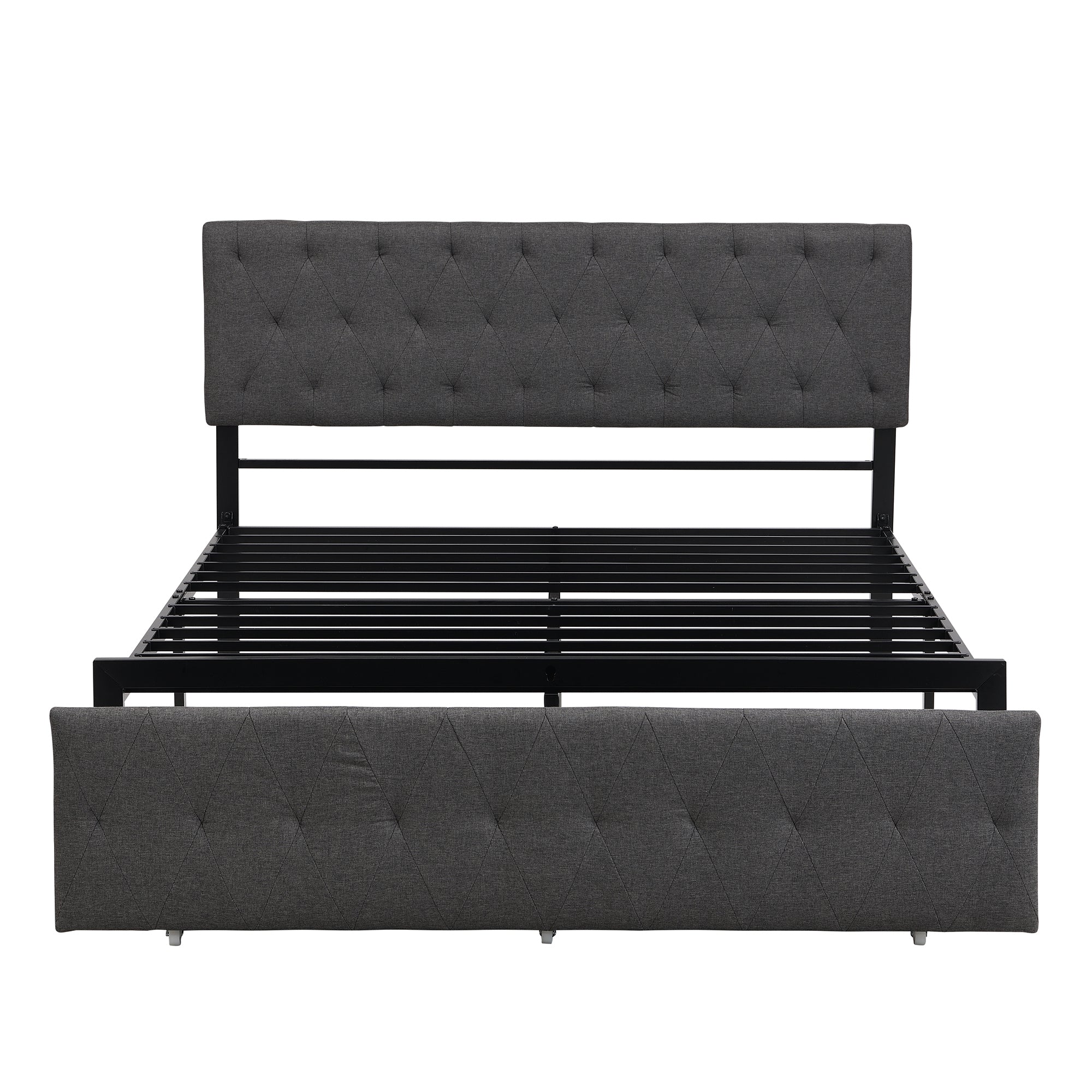 Twin/Queen/Full Metal Frame Linen Platform Bed with Drawer