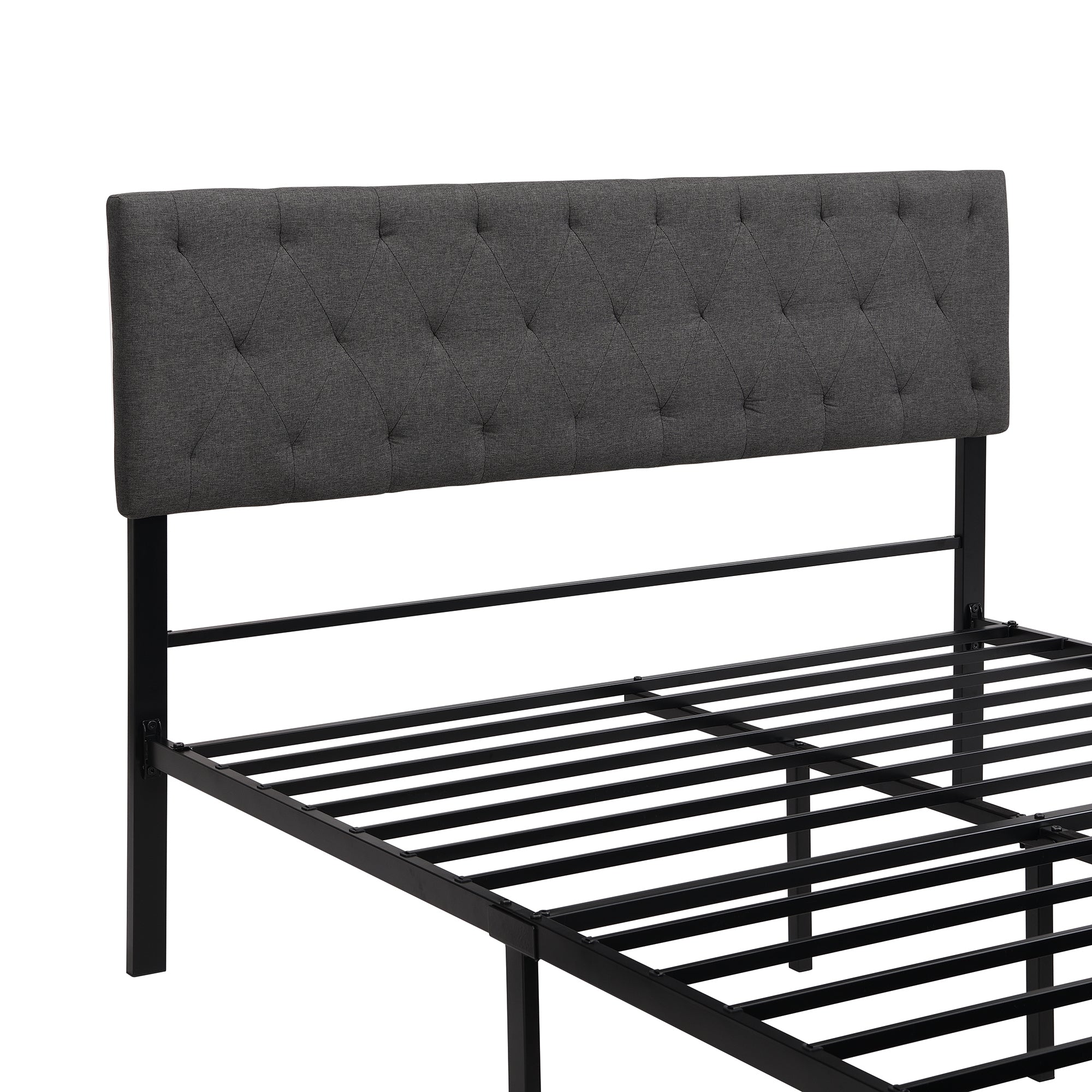 Twin/Queen/Full Metal Frame Linen Platform Bed with Drawer