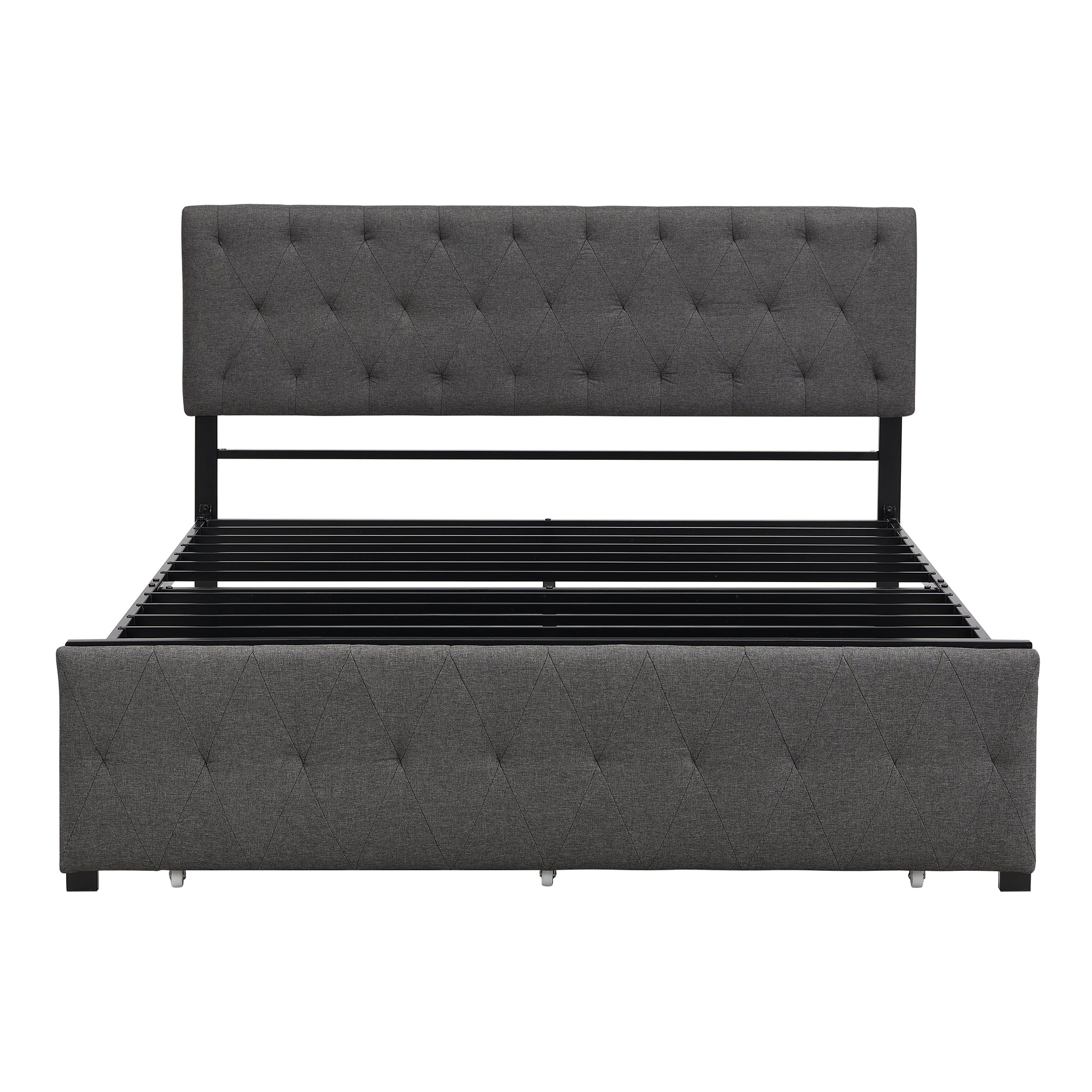 Twin/Queen/Full Metal Frame Linen Platform Bed with Drawer