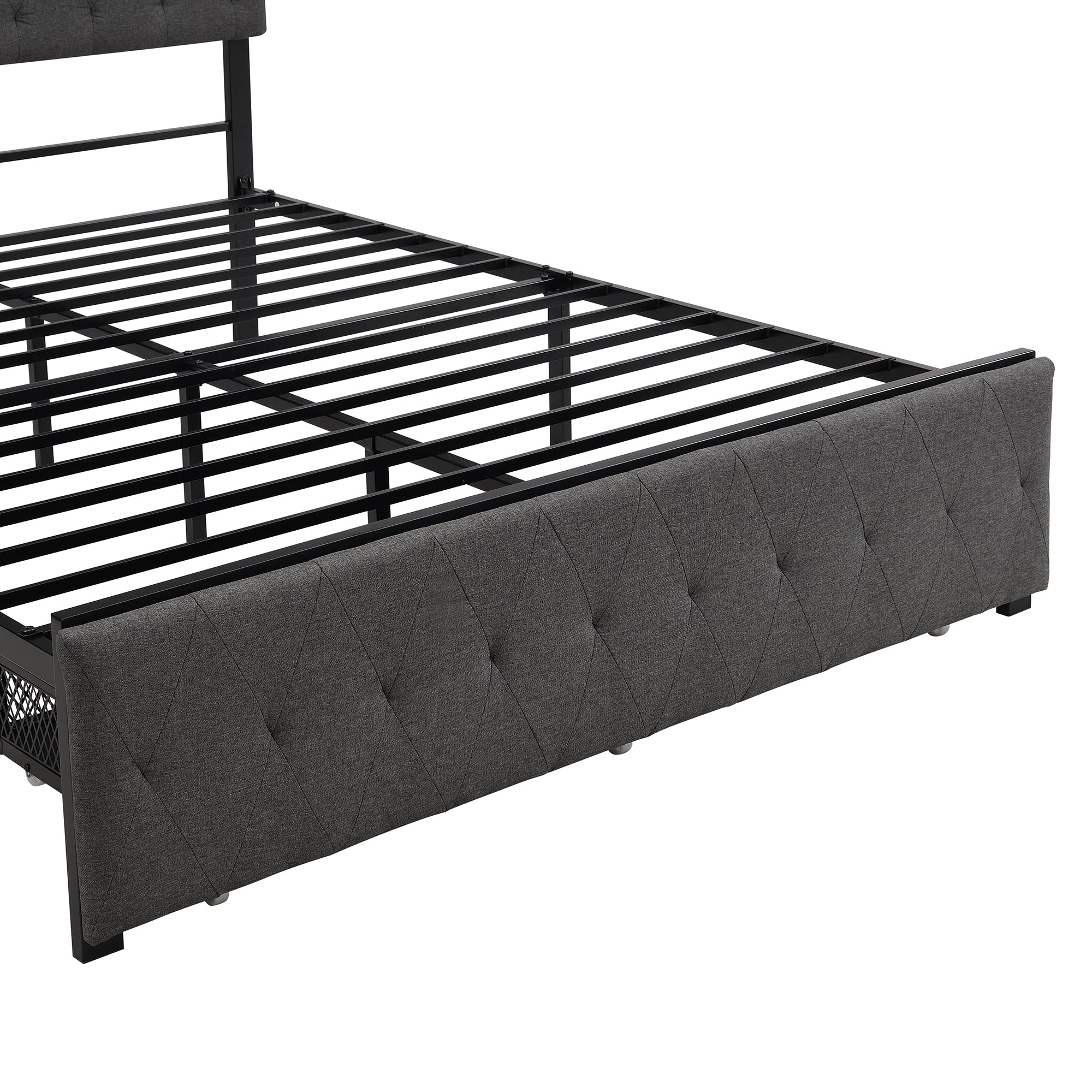 Twin/Queen/Full Metal Frame Linen Platform Bed with Drawer