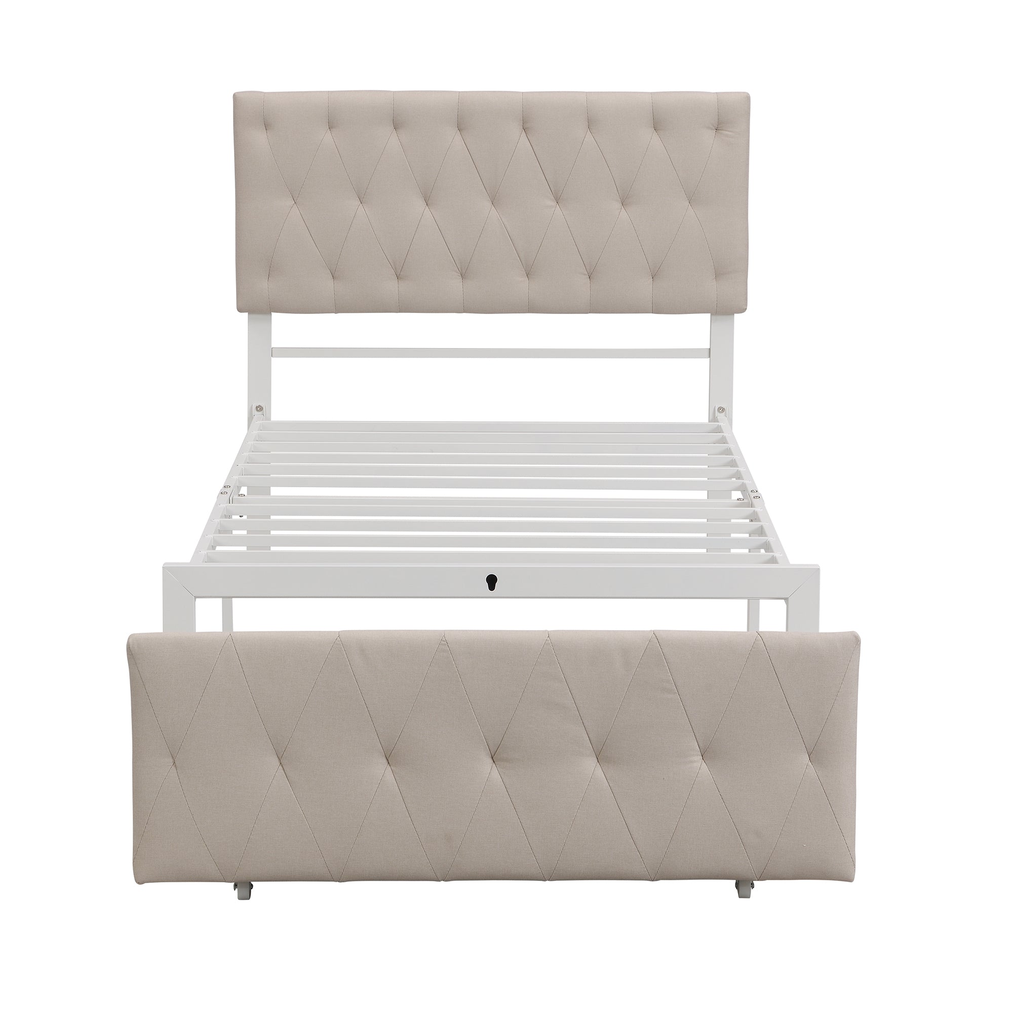 Twin/Queen/Full Metal Frame Linen Platform Bed with Drawer